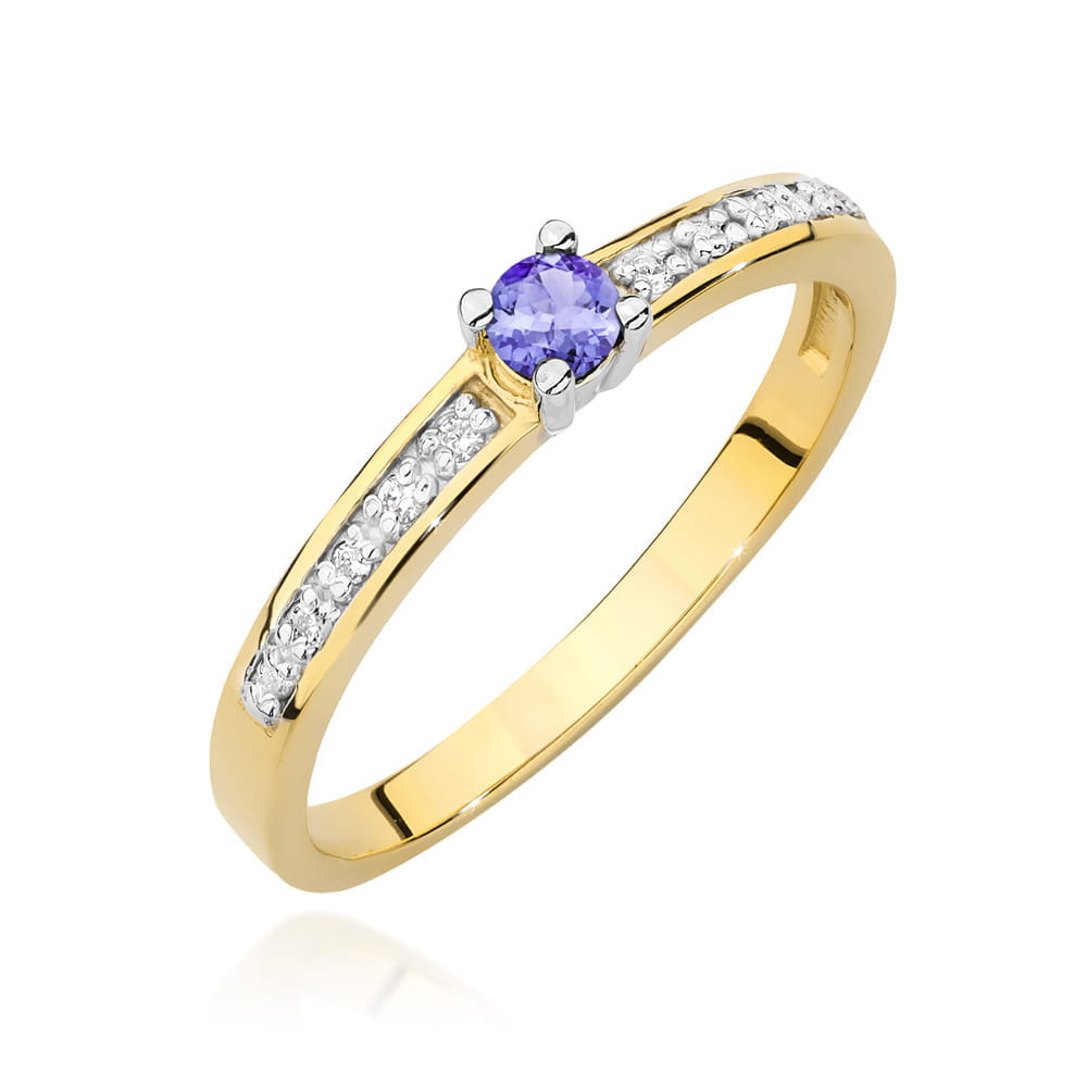 Inel Aur 14K cu Tanzanit 0.15 ct si Diamante Naturale 0.05 ct