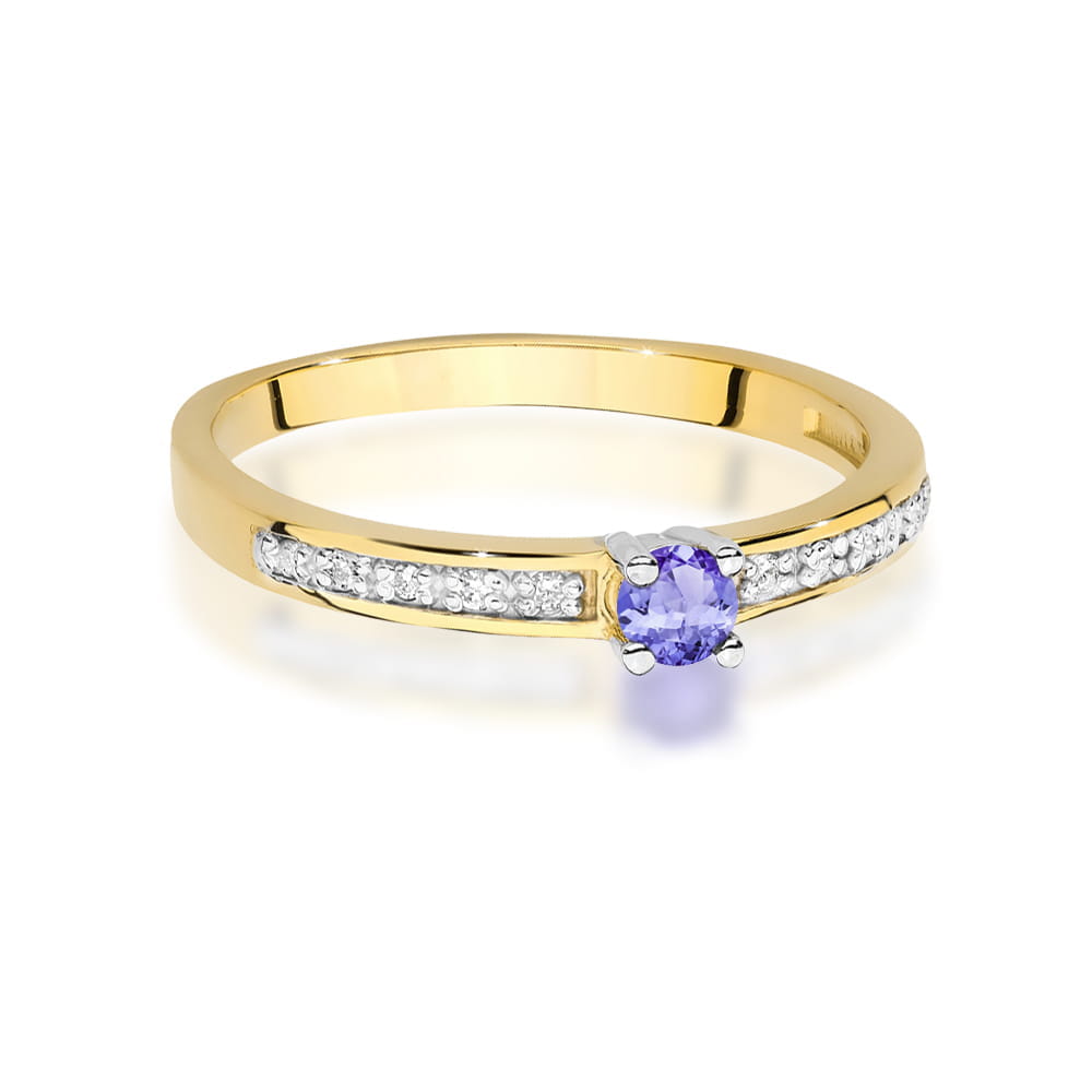 Inel Aur 14K cu Tanzanit 0.15 ct si Diamante Naturale 0.05 ct