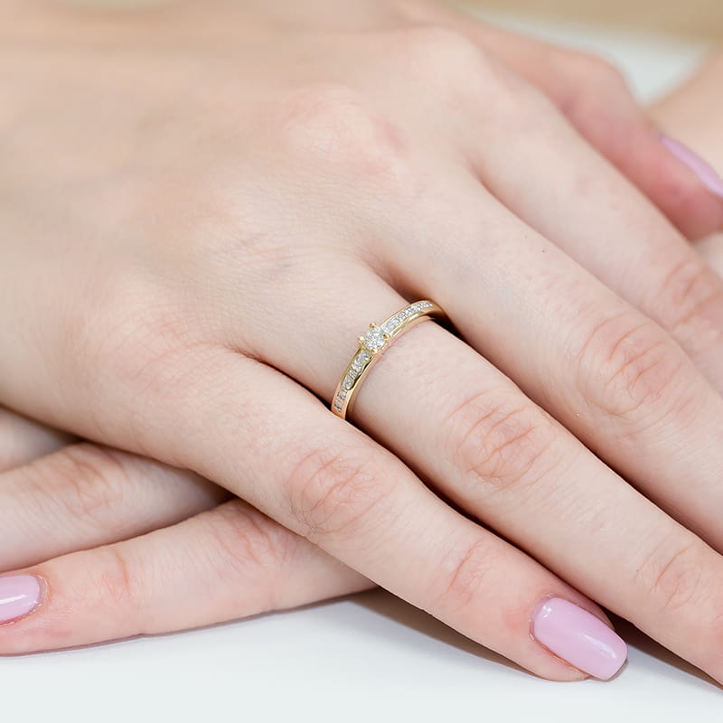Inel Aur 9K cu Diamante Naturale 0.13 ct