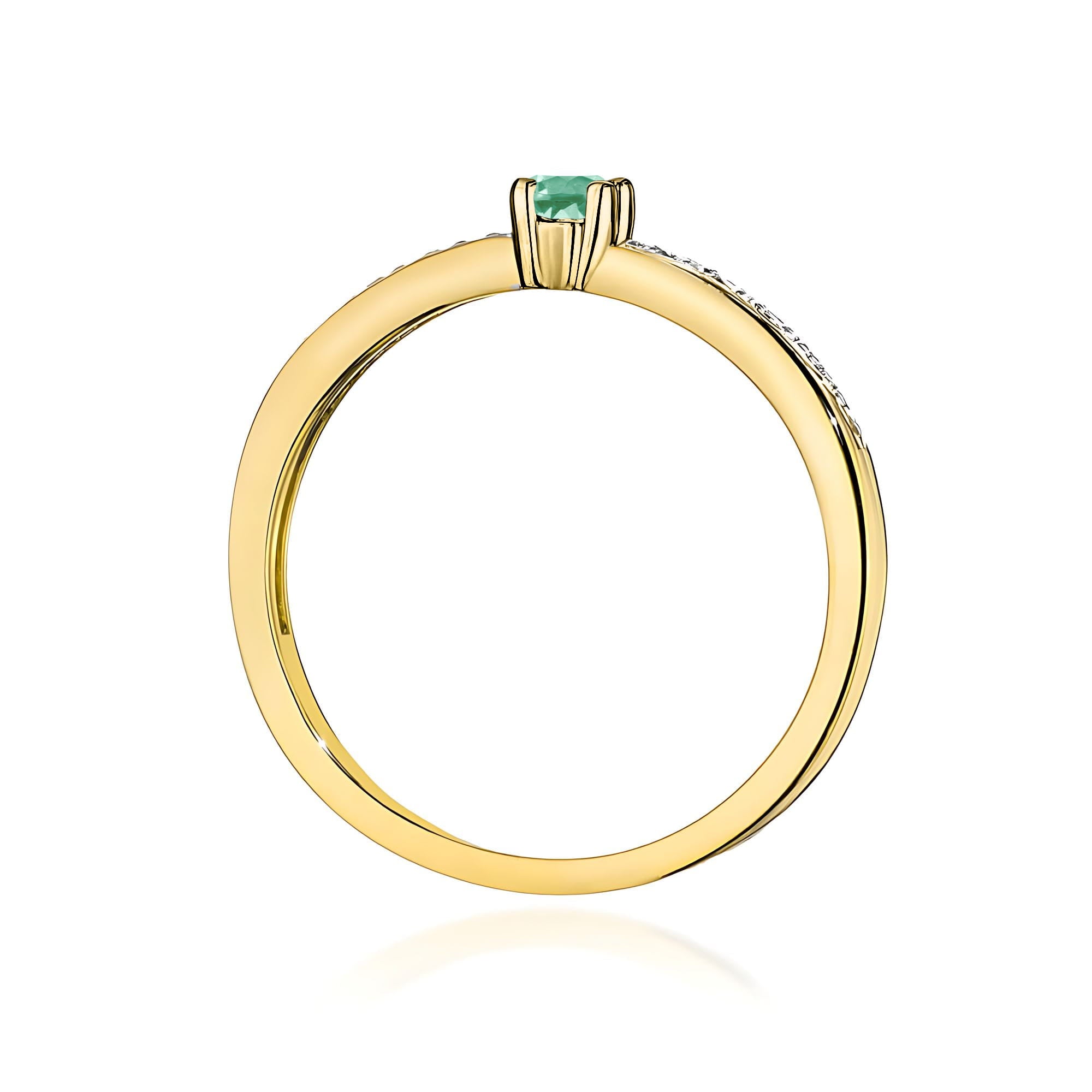 Inel Aur 9K cu Smarald 0.15 ct si Diamante Naturale 0.05 ct