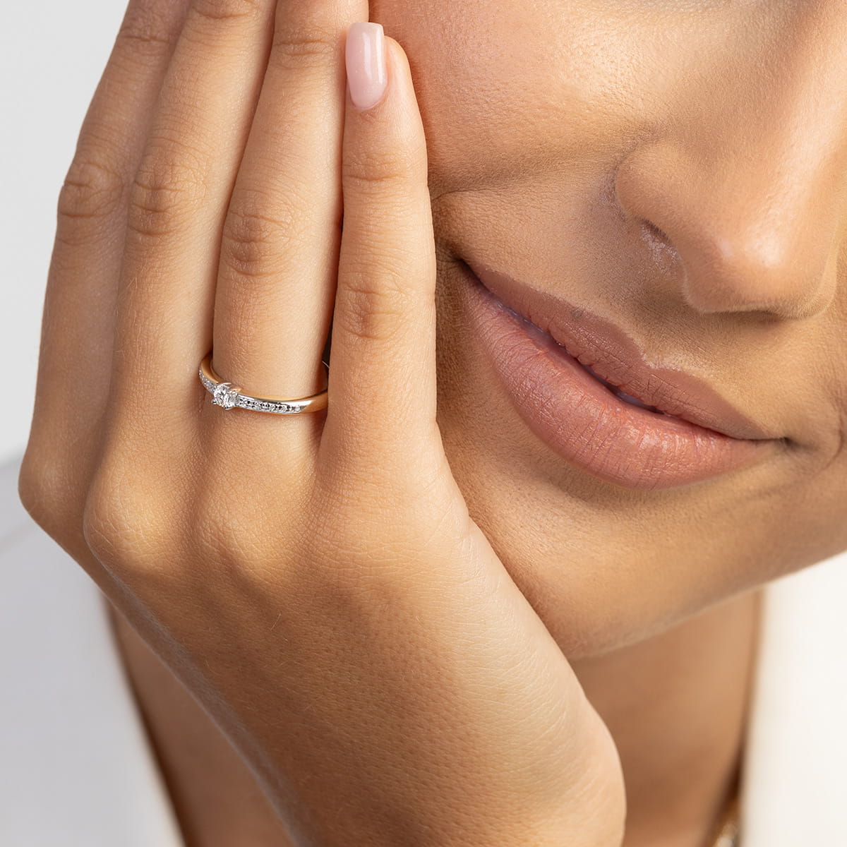 Inel Aur 9K cu Diamante de Laborator 0.13 ct