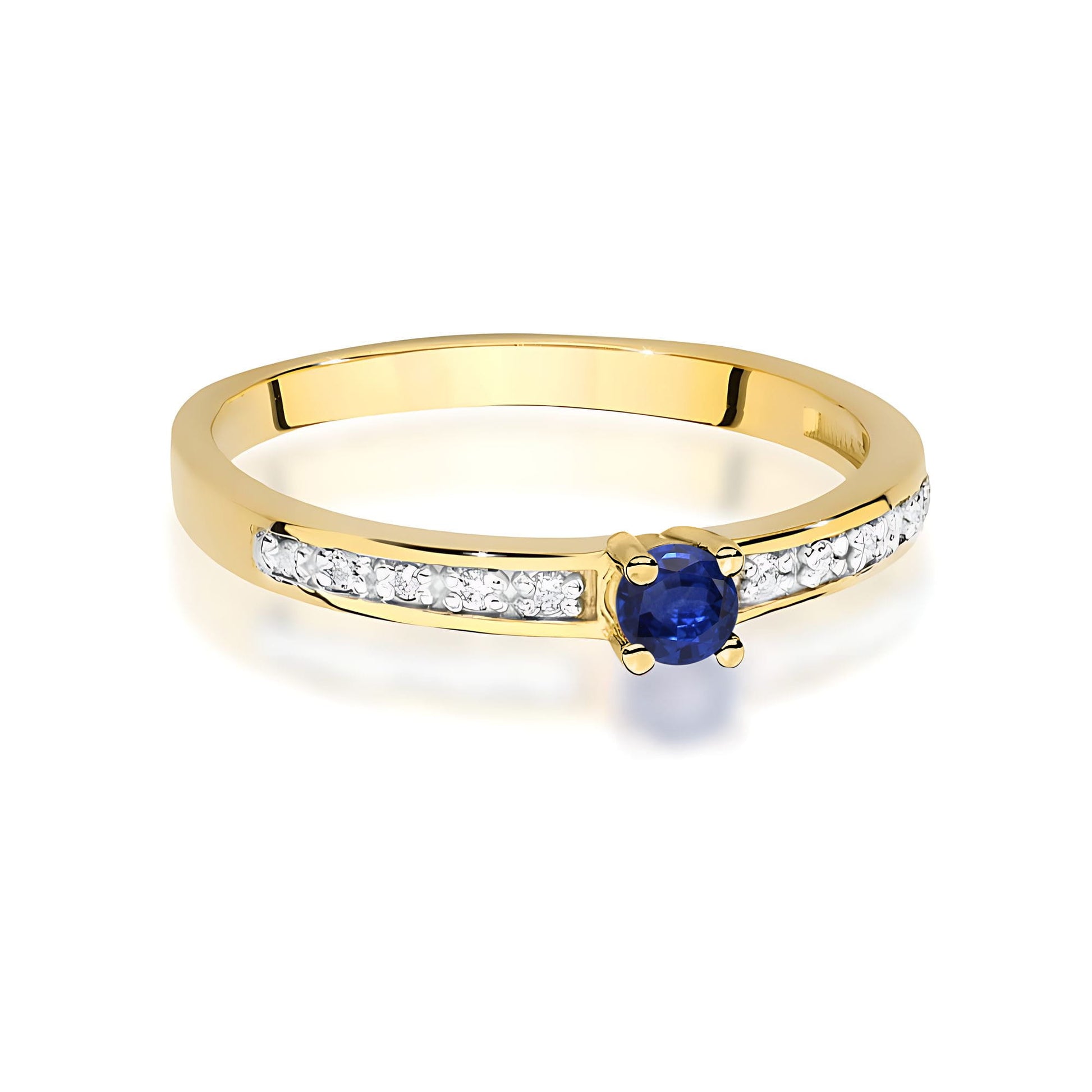 Inel Aur 9K cu Safir 0.15 ct si Diamante Naturale 0.05 ct