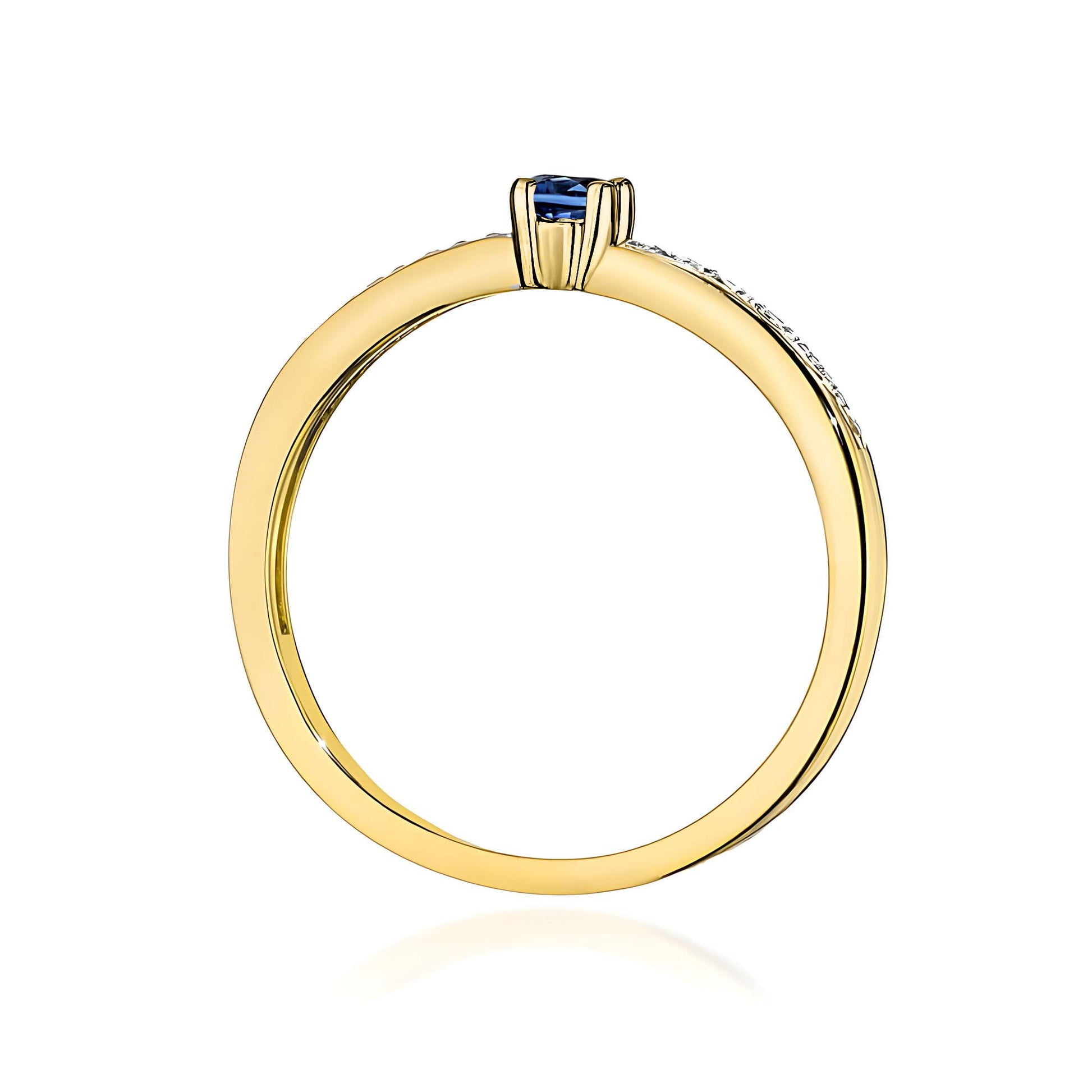 Inel Aur 9K cu Safir 0.15 ct si Diamante Naturale 0.05 ct