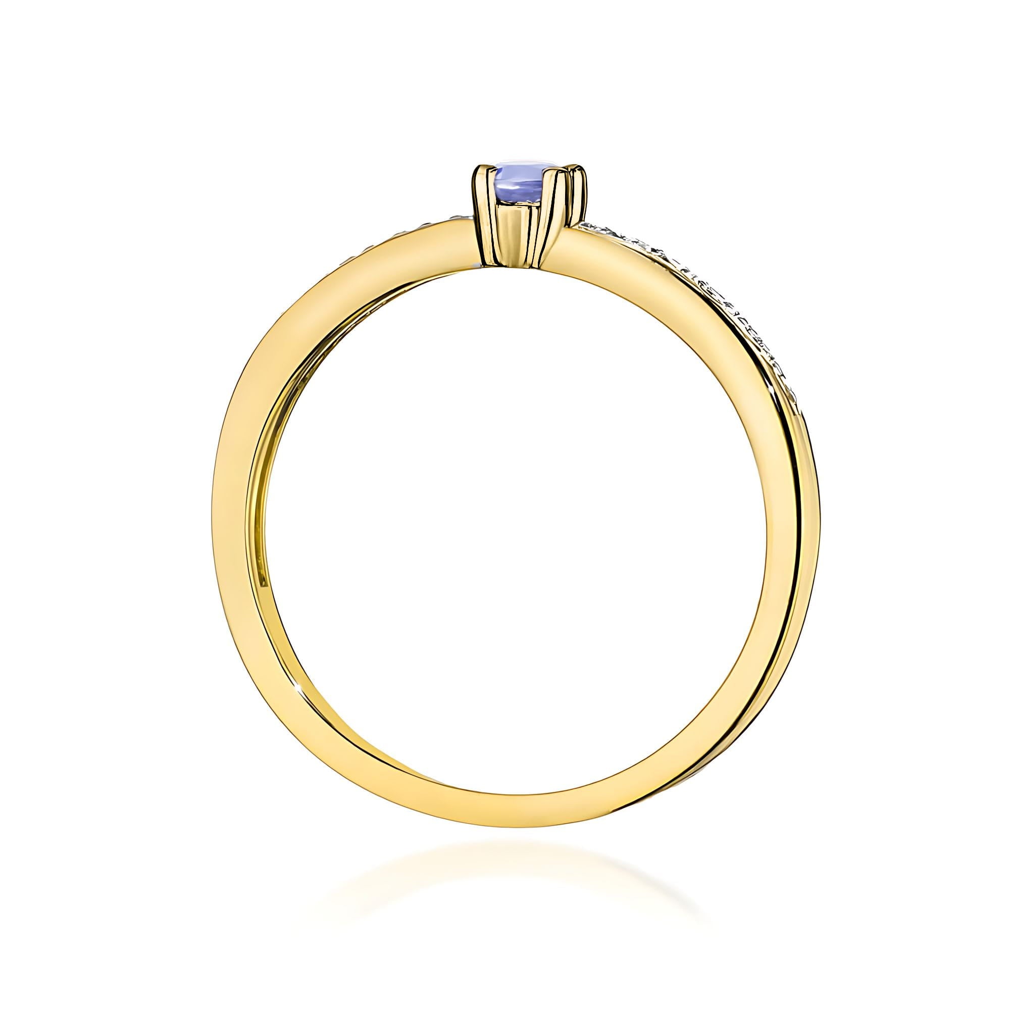 Inel Aur 9K cu Tanzanit 0.15 ct si Diamante Naturale 0.05 ct
