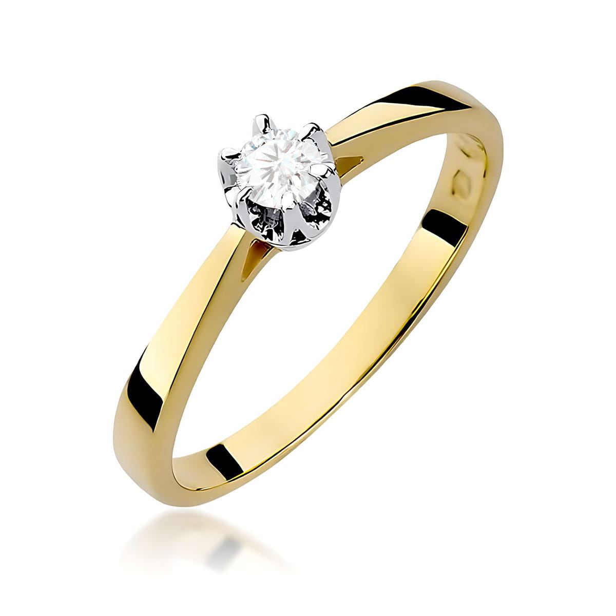 Inel Aur 9K cu Diamant Natural 0.12 ct
