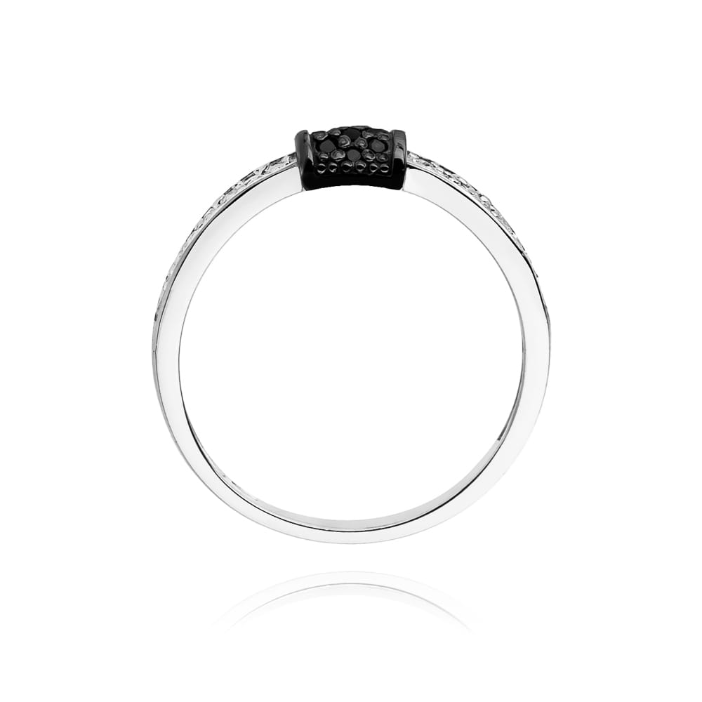 Inel Aur 9K cu Diamante Naturale Albe si Negre 0.19 ct