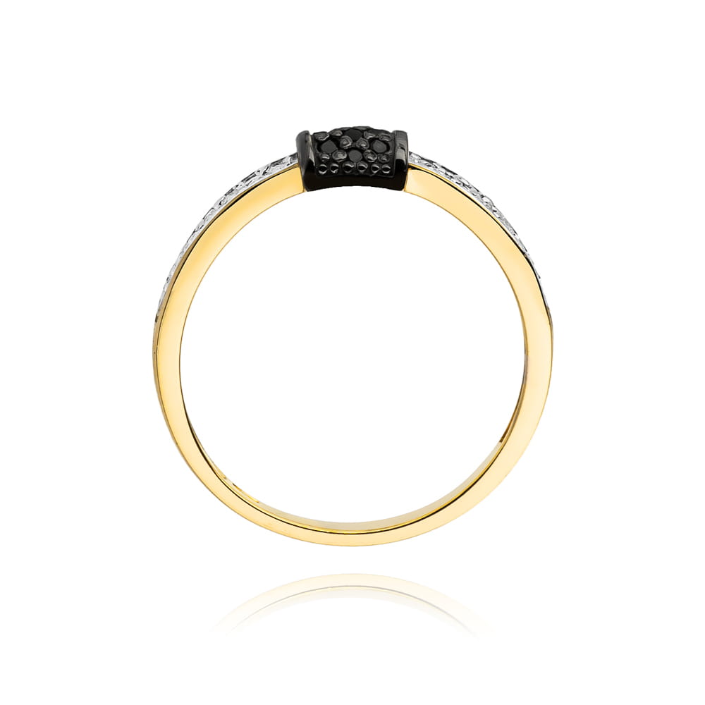 Inel Aur 9K cu Diamante Naturale Albe si Negre 0.19 ct