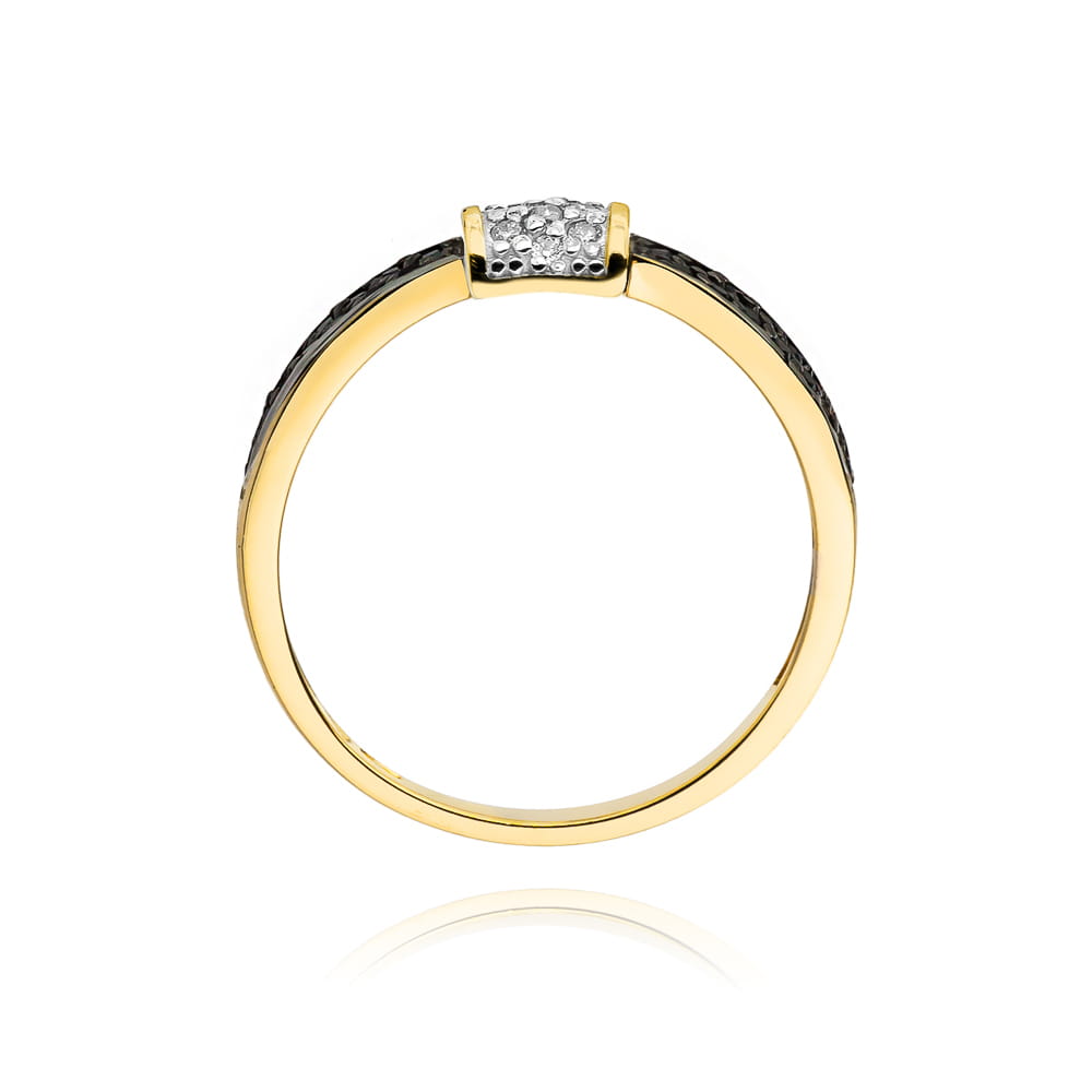 Inel Aur 9K cu Diamante Naturale Albe si Negre 0.19 ct