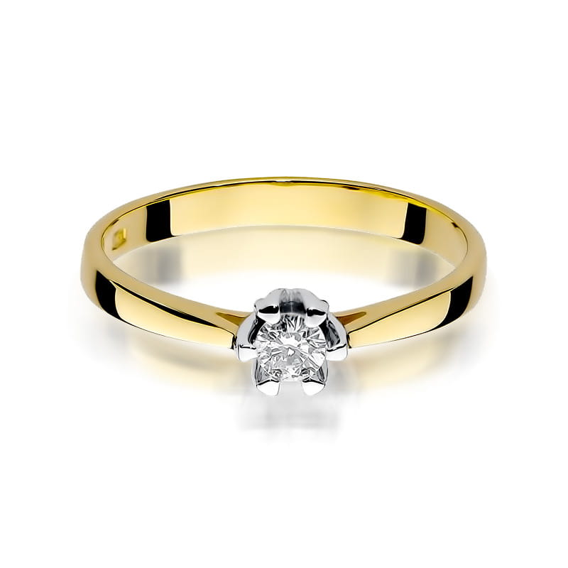 Inel Aur 9K cu Diamant Natural 0.12 ct