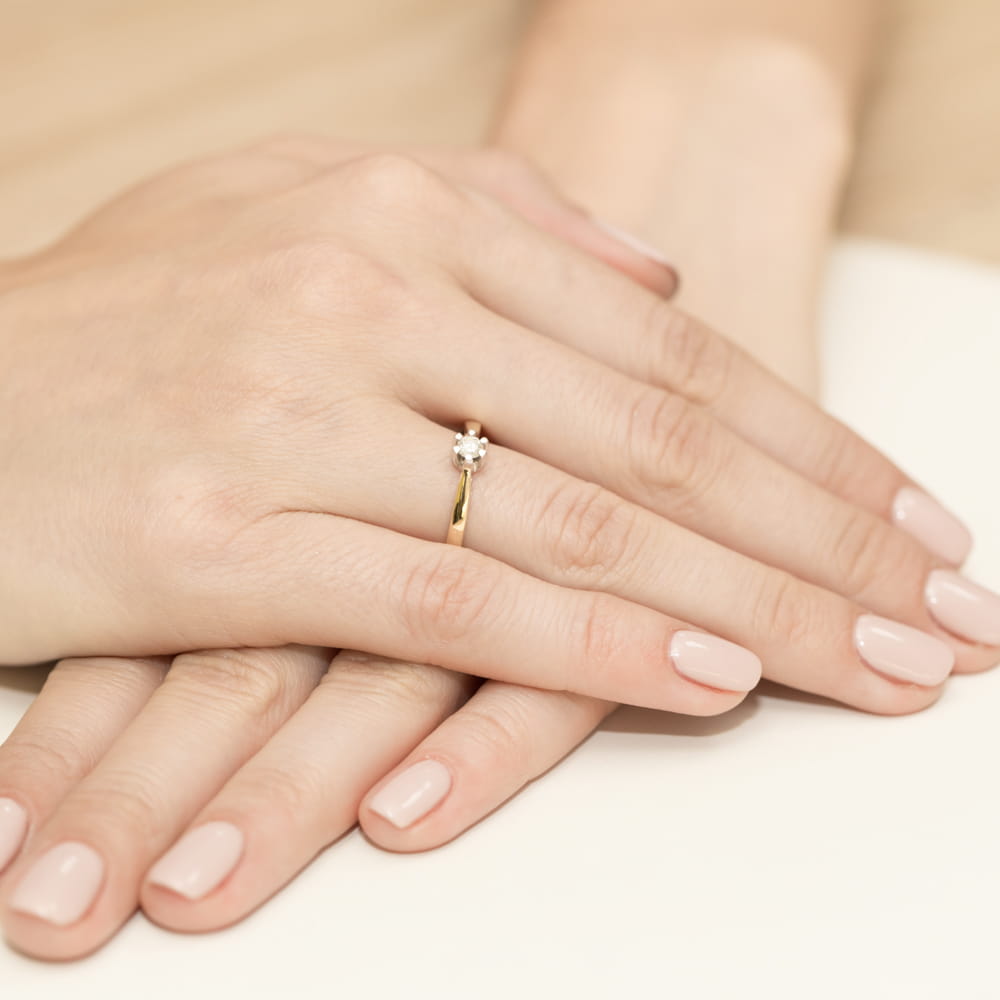 Inel Aur 9K cu Diamant Natural 0.12 ct