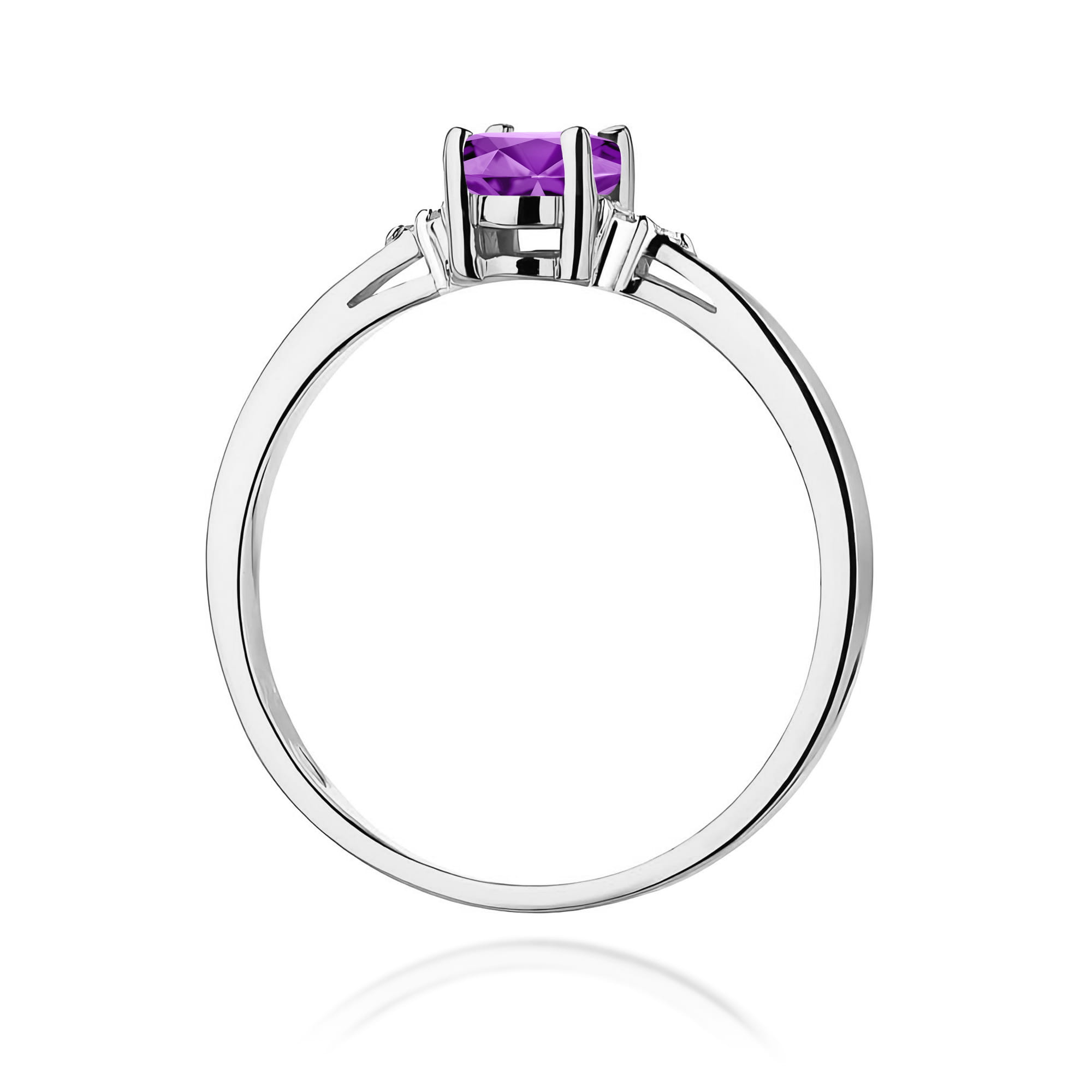 Inel Aur 9K cu Ametist 0.40 ct si Diamante Naturale 0.05 ct