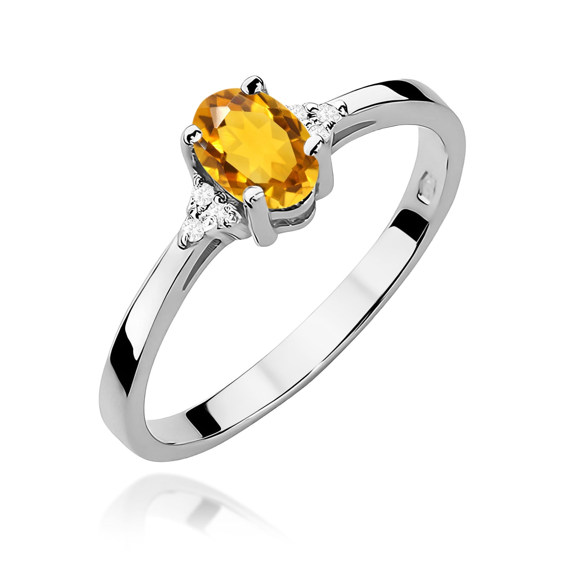 Inel Aur 9K cu Citrin 0.60 ct si Diamante Naturale 0.05 ct