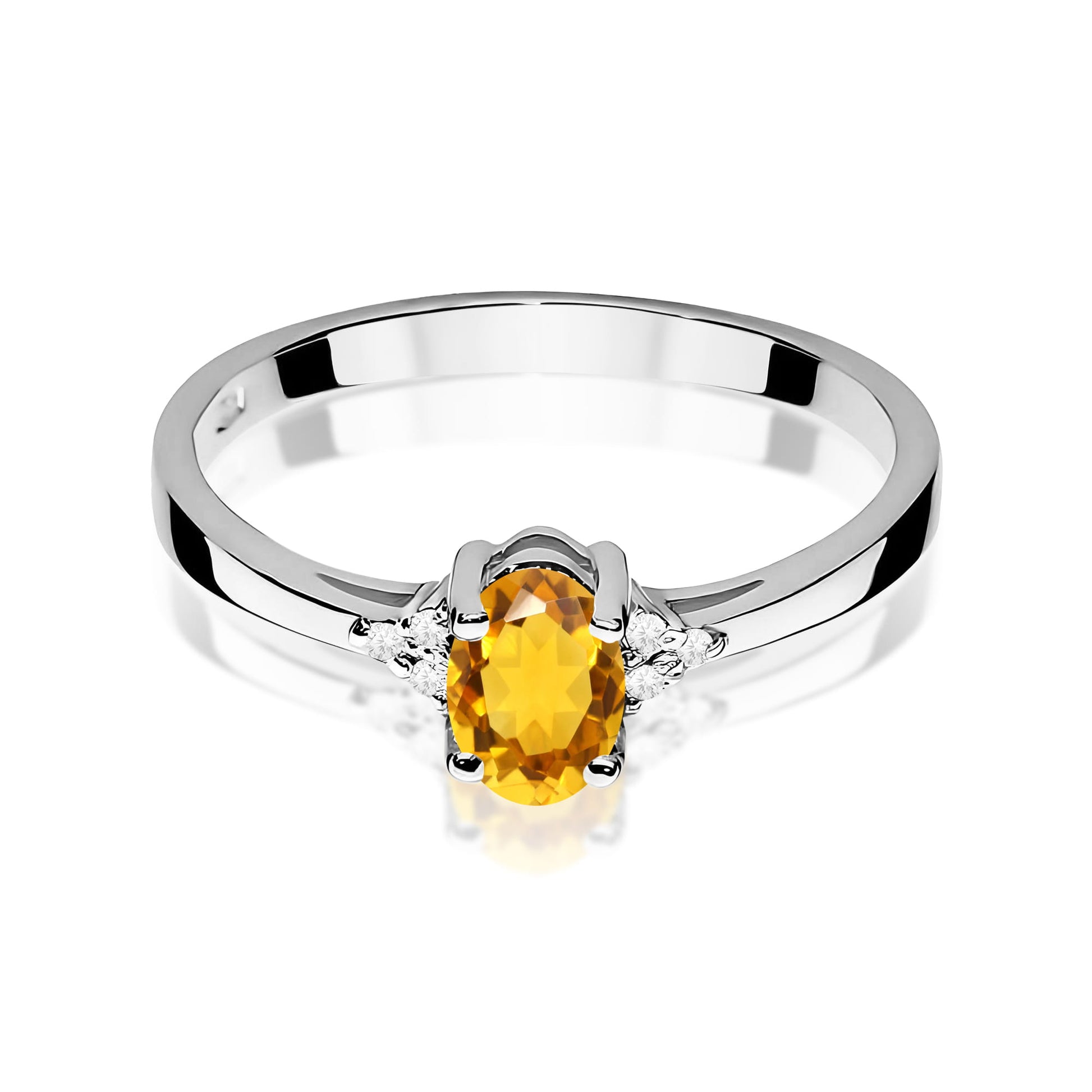 Inel Aur 9K cu Citrin 0.60 ct si Diamante Naturale 0.05 ct