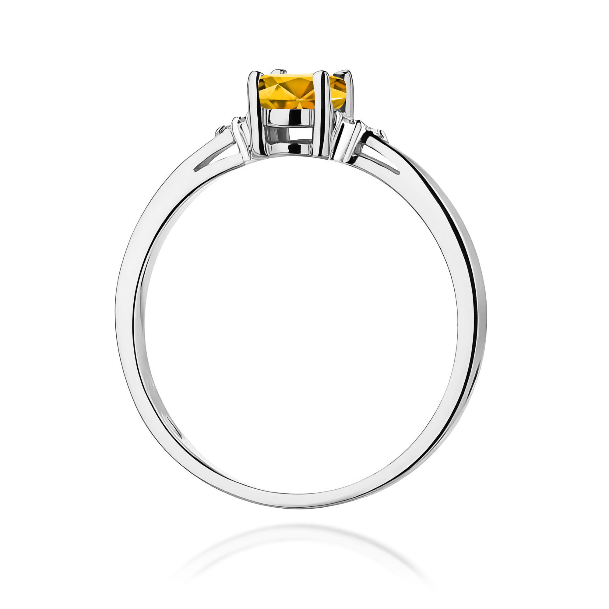 Inel Aur 9K cu Citrin 0.60 ct si Diamante Naturale 0.05 ct