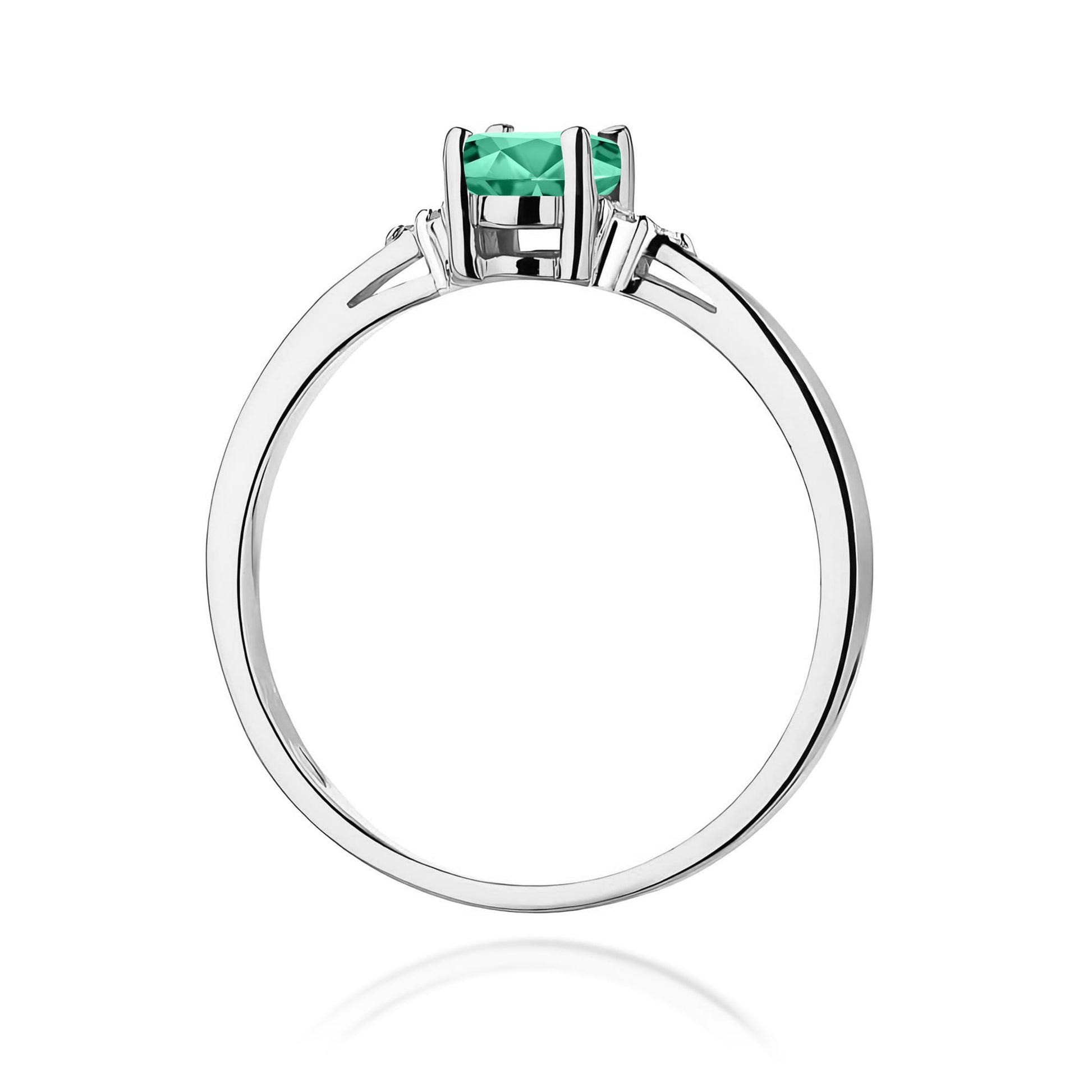 Inel Aur 9K cu Smarald 0.40 ct si Diamante Naturale 0.05 ct