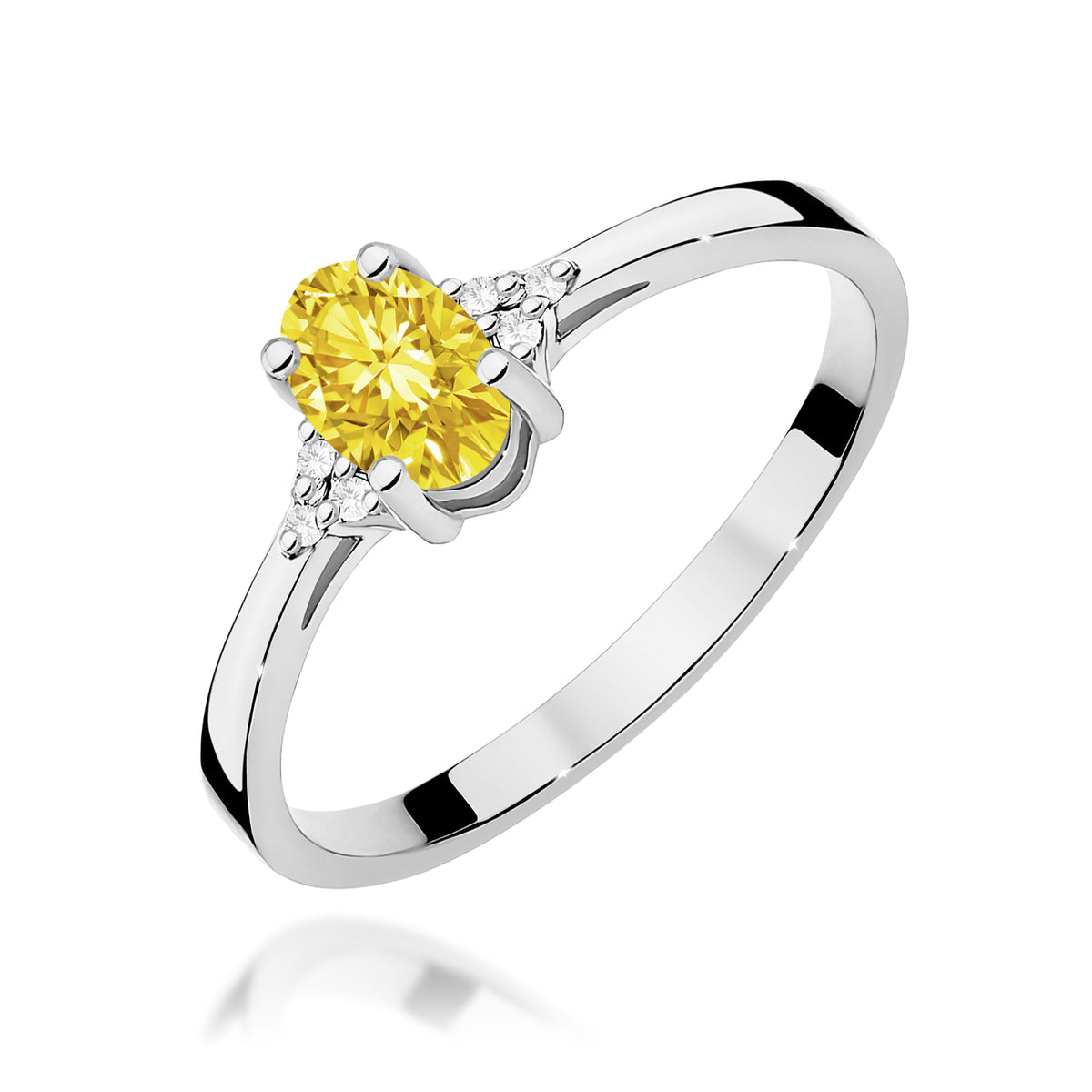 Inel Aur 9K cu Diamante Galben de Laborator 0.65 ct