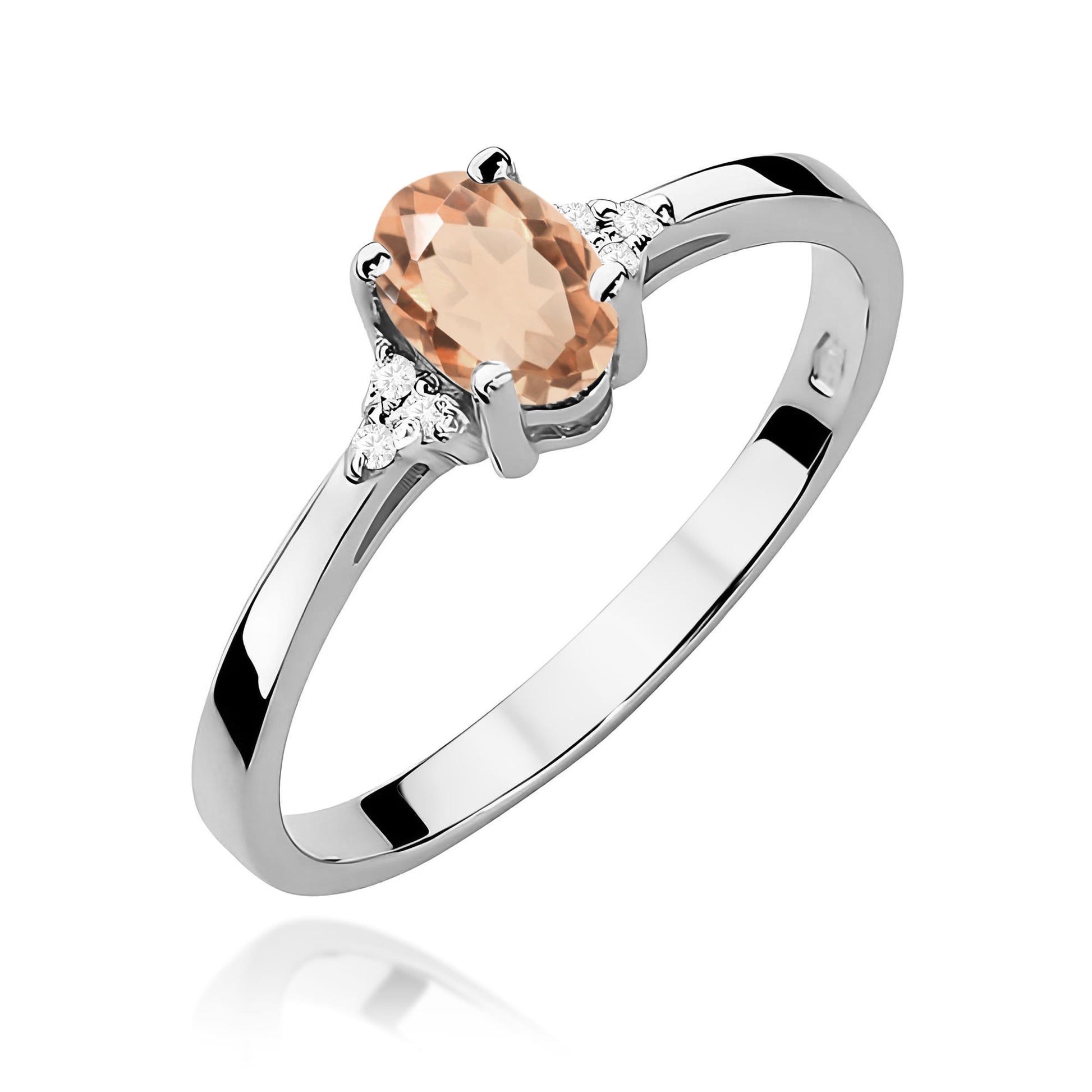 Inel Aur 9K cu Morganit 0.40 ct si Diamante Naturale 0.05 ct