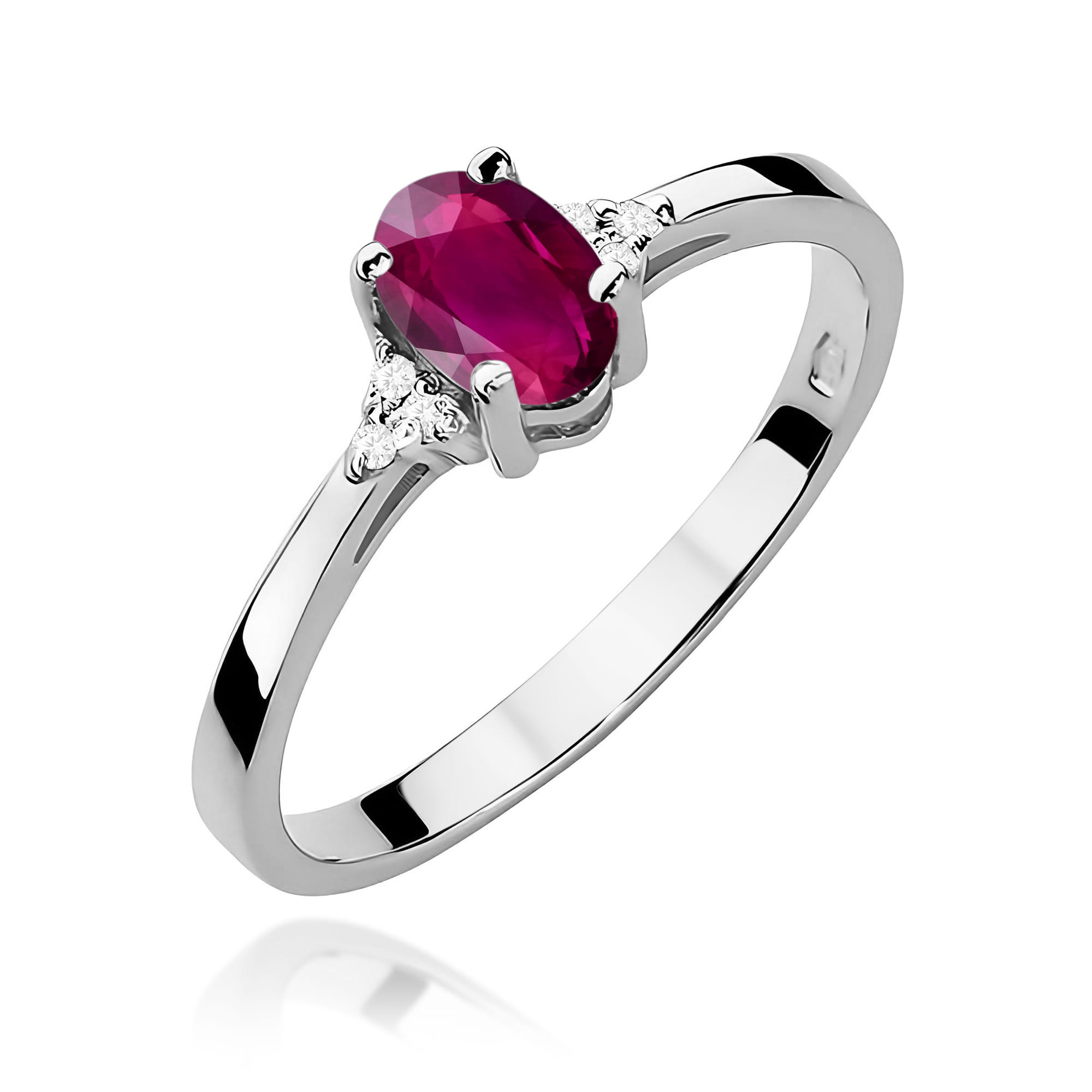 Inel Aur 9K cu Rhodolite 0.50 ct si Diamante Naturale 0.05 ct
