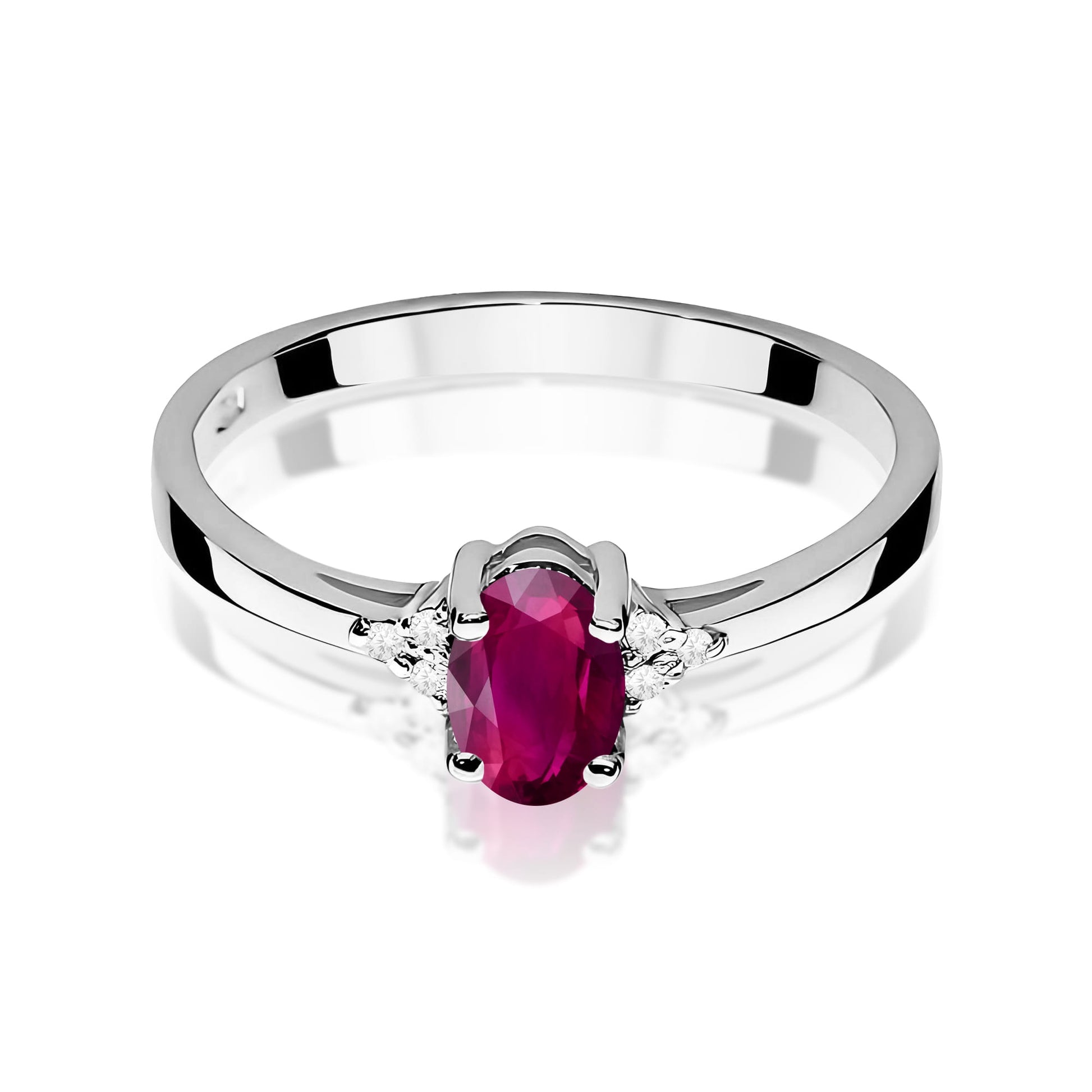 Inel Aur 9K cu Rhodolite 0.50 ct si Diamante Naturale 0.05 ct
