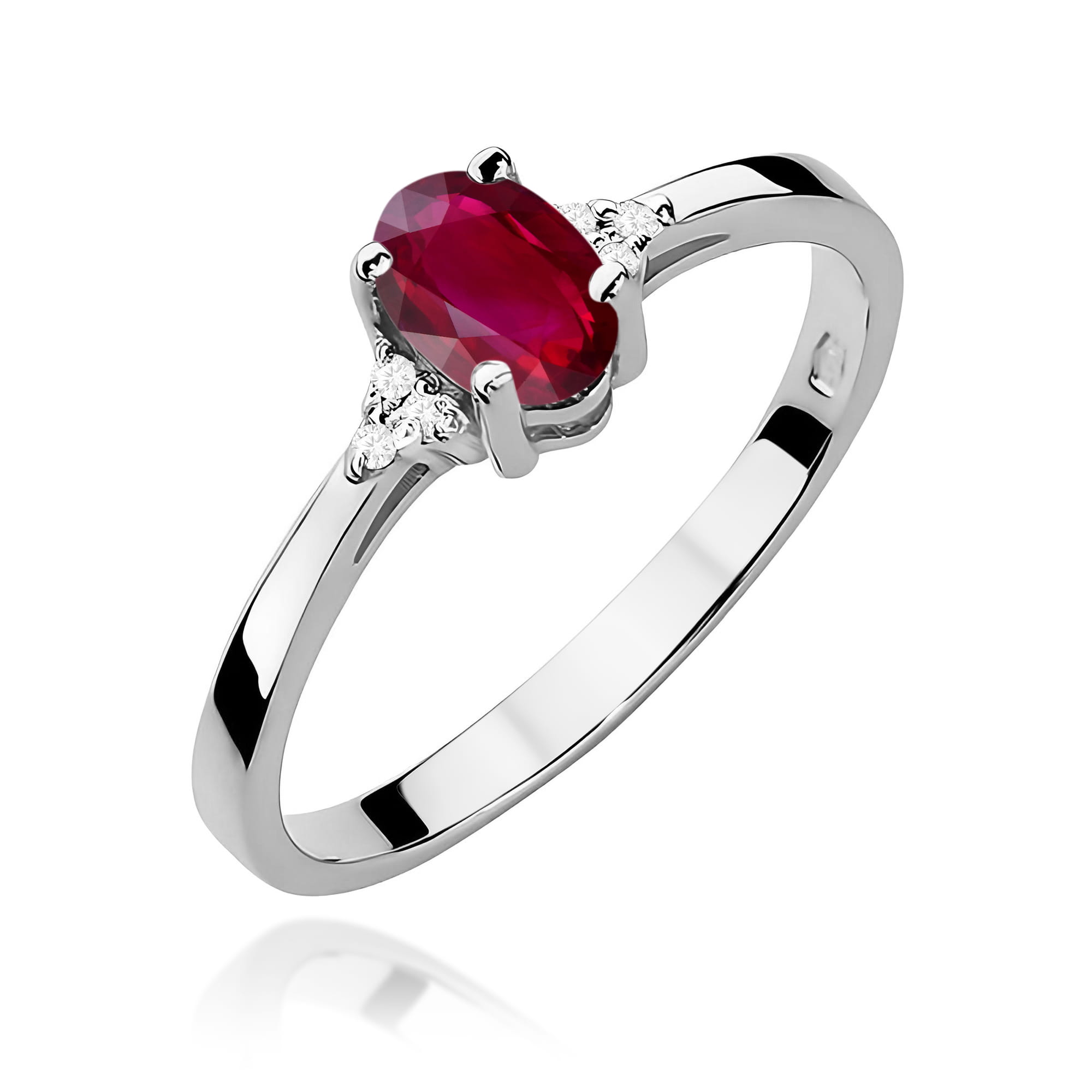 Inel Aur 9K cu Rubin 0.60 ct si Diamante Naturale 0.05 ct