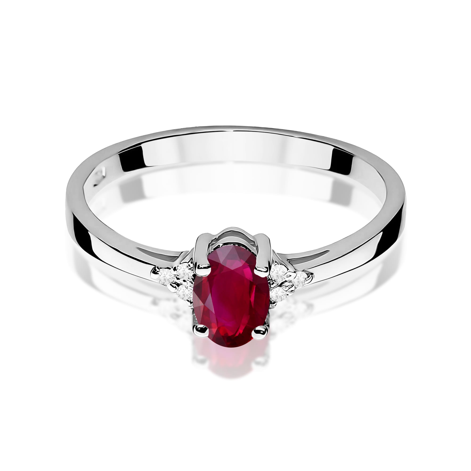 Inel Aur 9K cu Rubin 0.60 ct si Diamante Naturale 0.05 ct