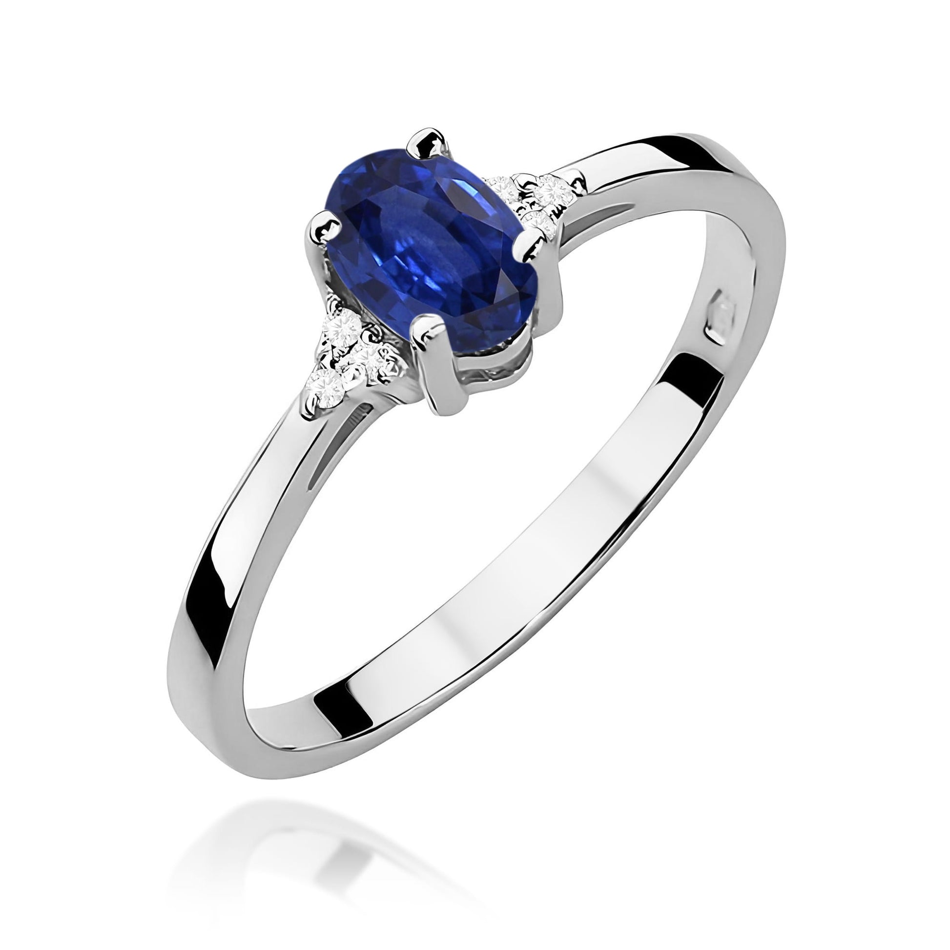 Inel Aur 9K cu Safir 0.70 ct si Diamante Naturale 0.05 ct