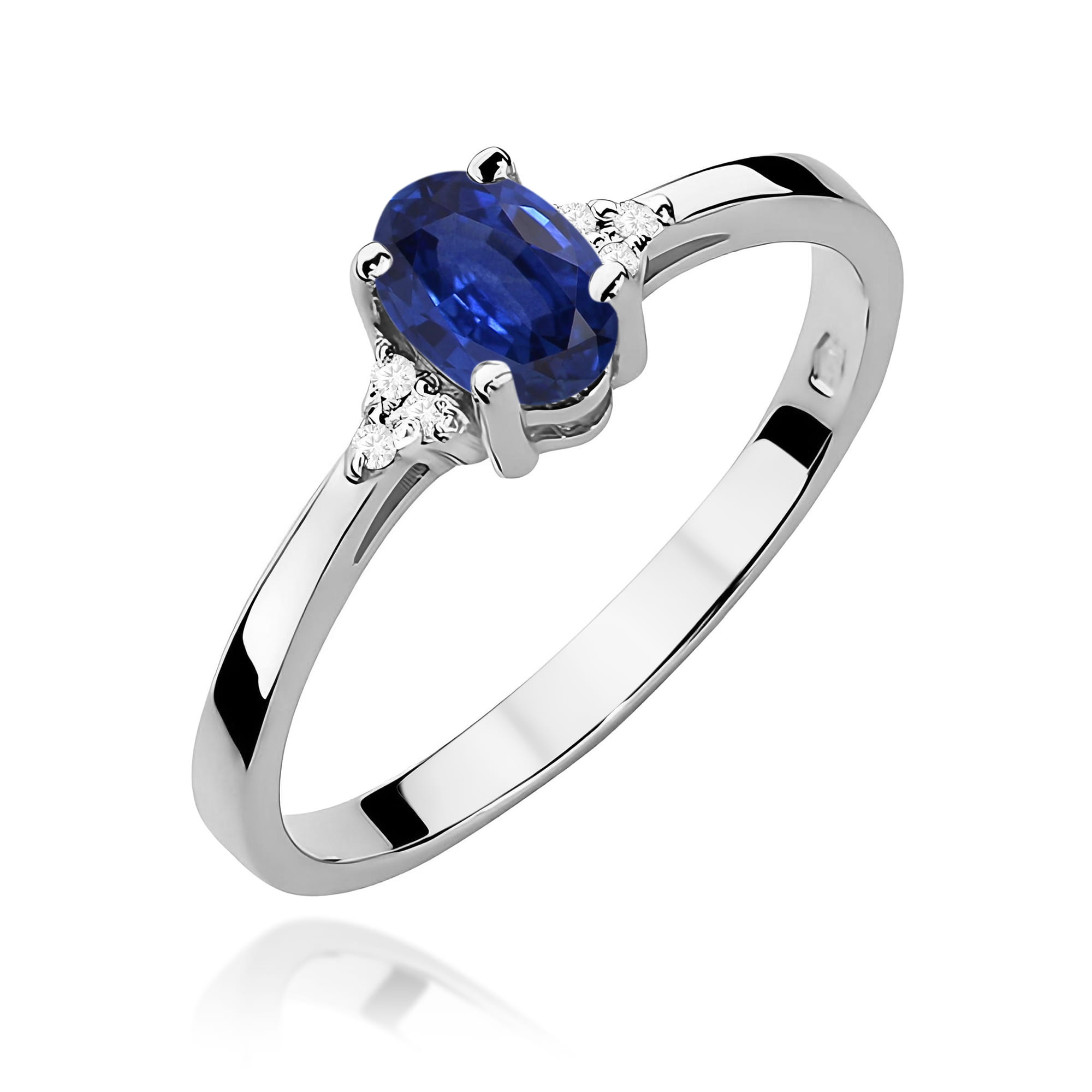 Inel Aur 9K cu Safir 0.70 ct si Diamante Naturale 0.05 ct