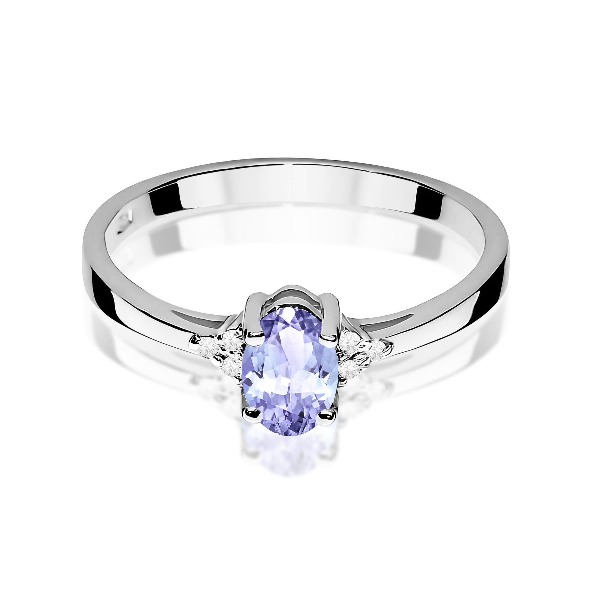 Inel Aur 9K cu Tanzanit 0.40 ct si Diamante Naturale 0.05 ct