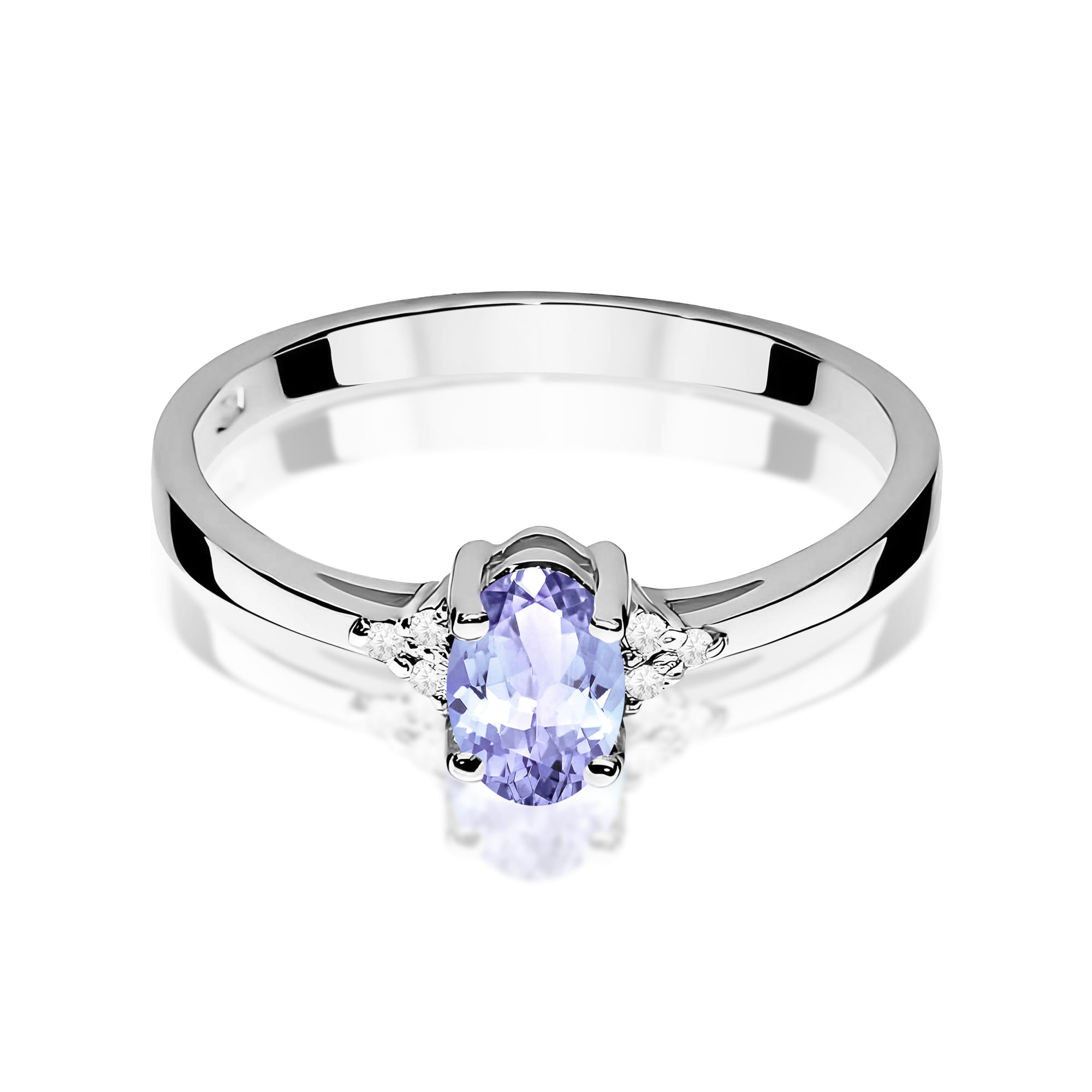Inel Aur 9K cu Tanzanit 0.40 ct si Diamante Naturale 0.05 ct