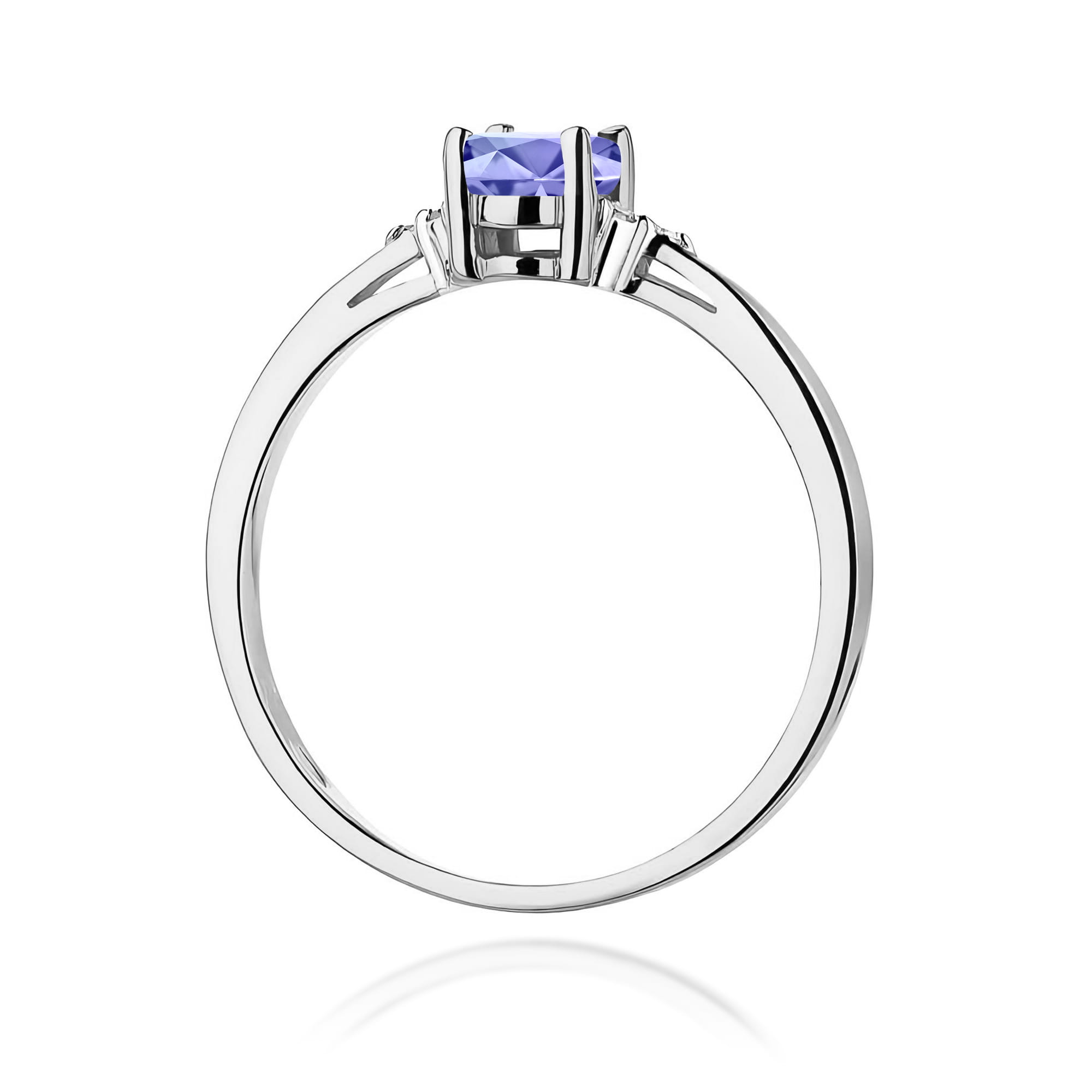 Inel Aur 9K cu Tanzanit 0.40 ct si Diamante Naturale 0.05 ct
