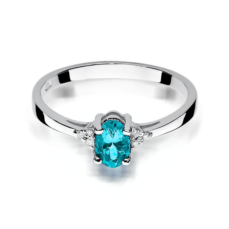 Inel Aur 9K cu Topaz Swiss 0.50 ct si Diamante Naturale 0.05 ct