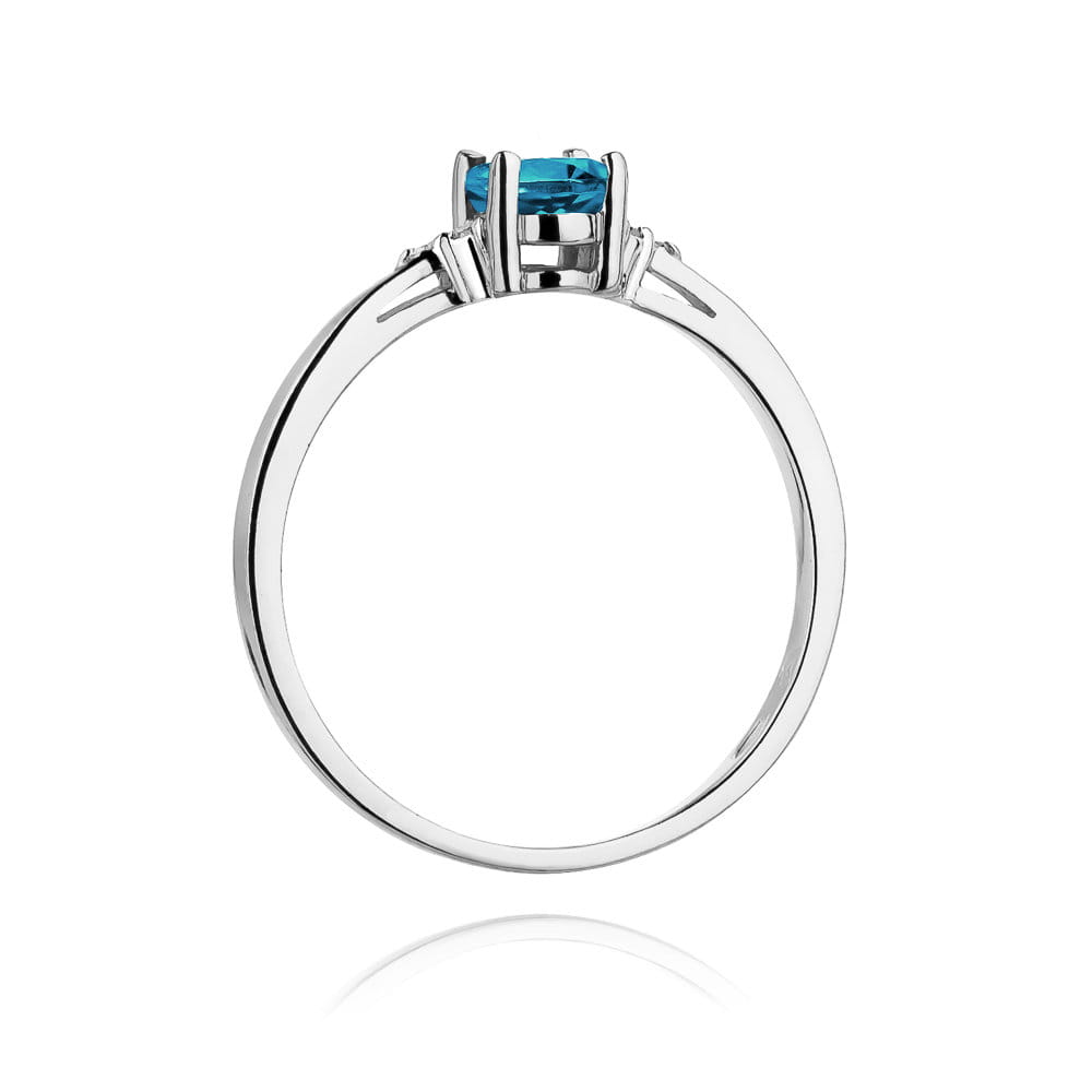 Inel Aur 9K cu Topaz Swiss 0.50 ct si Diamante Naturale 0.05 ct