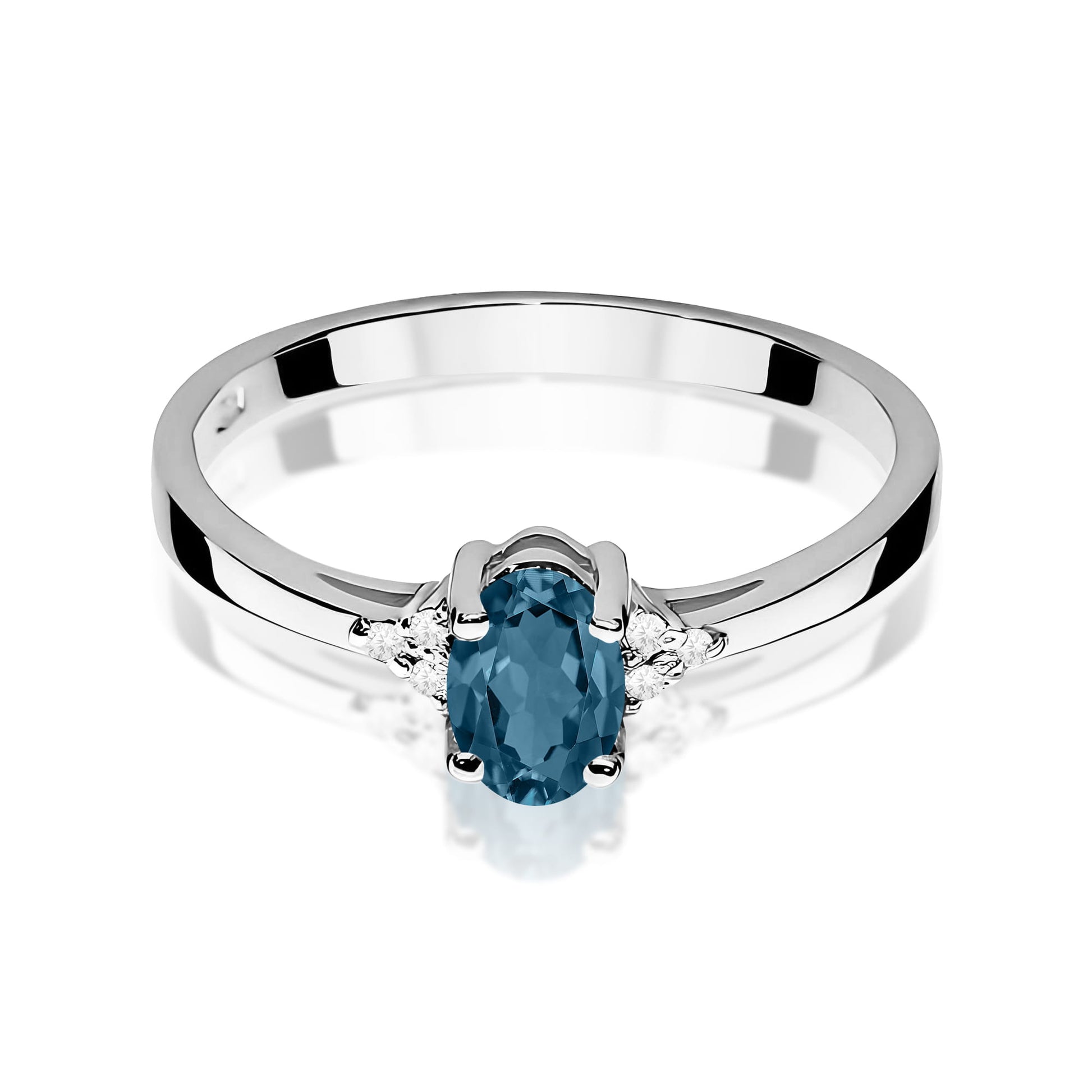 Inel Aur 9K cu Topaz London Blue 0.50 ct si Diamante Naturale 0.05 ct