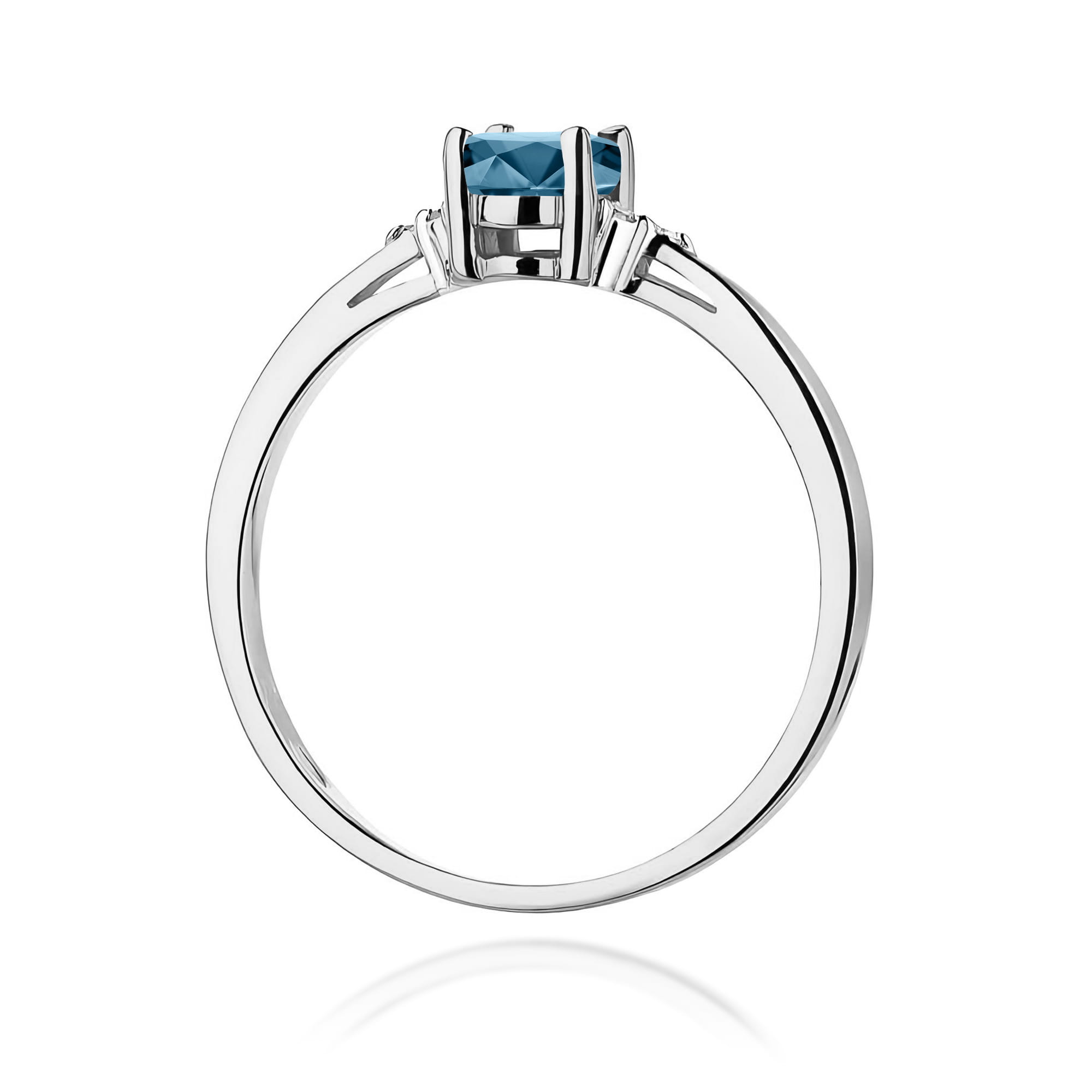 Inel Aur 9K cu Topaz London Blue 0.50 ct si Diamante Naturale 0.05 ct