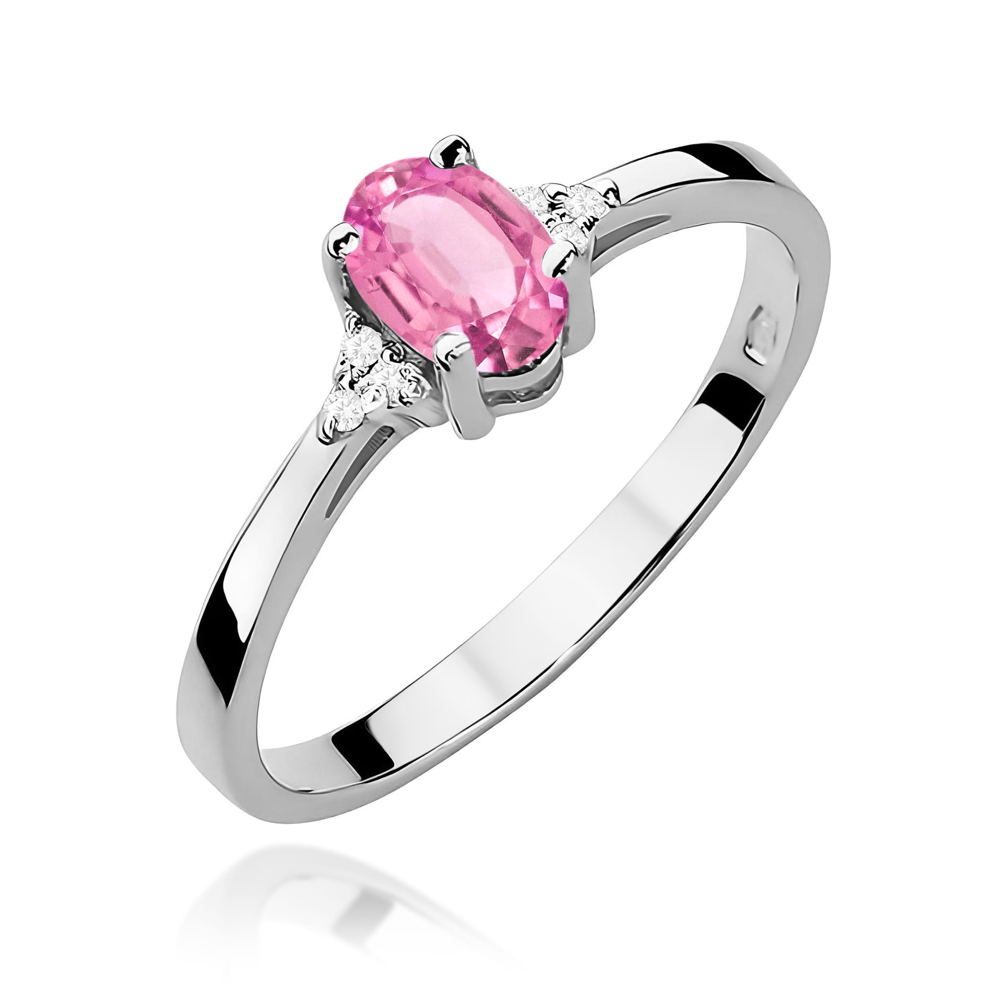 Inel Aur 9K cu Topaz Roz 0.50 ct si Diamante Naturale 0.05 ct