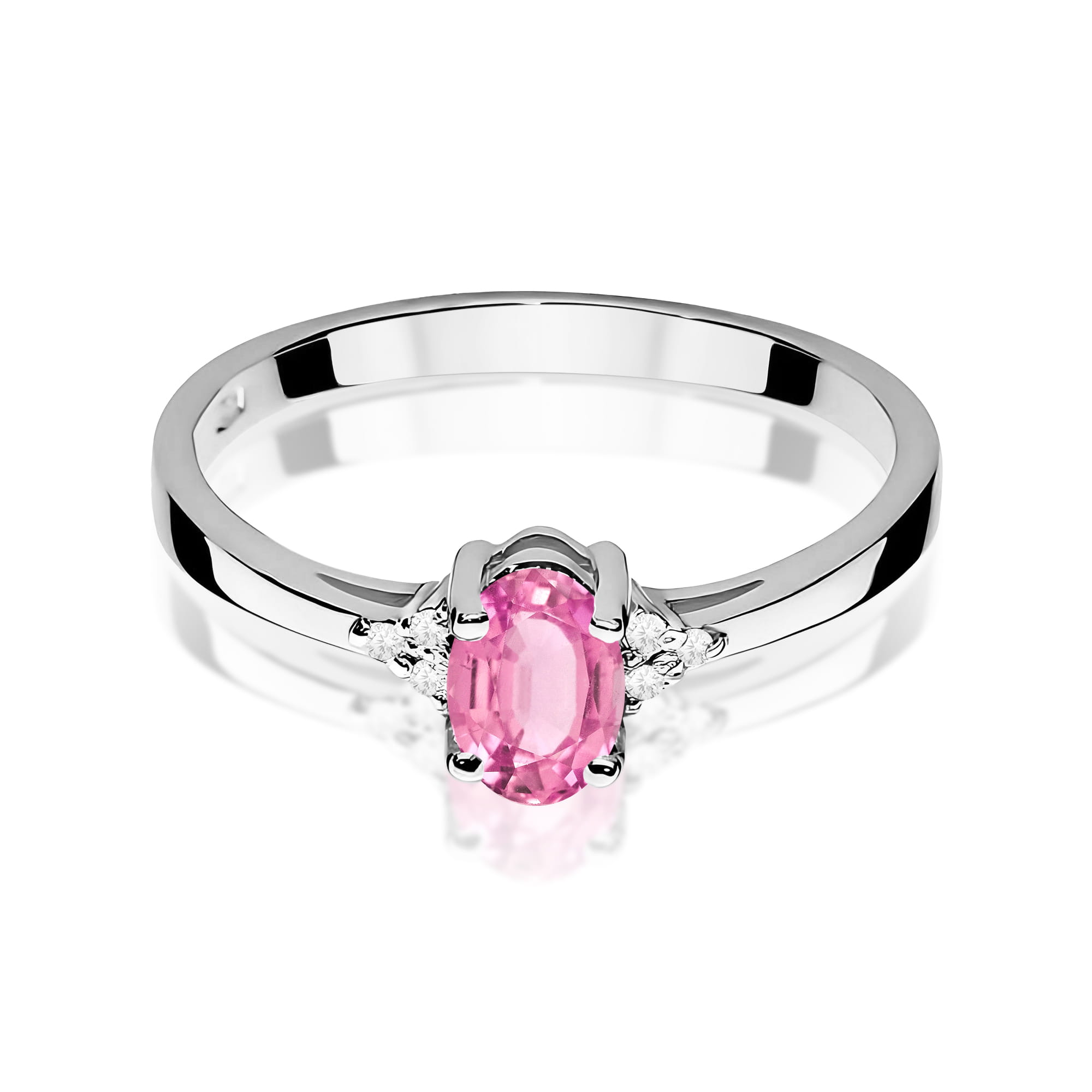 Inel Aur 9K cu Topaz Roz 0.50 ct si Diamante Naturale 0.05 ct