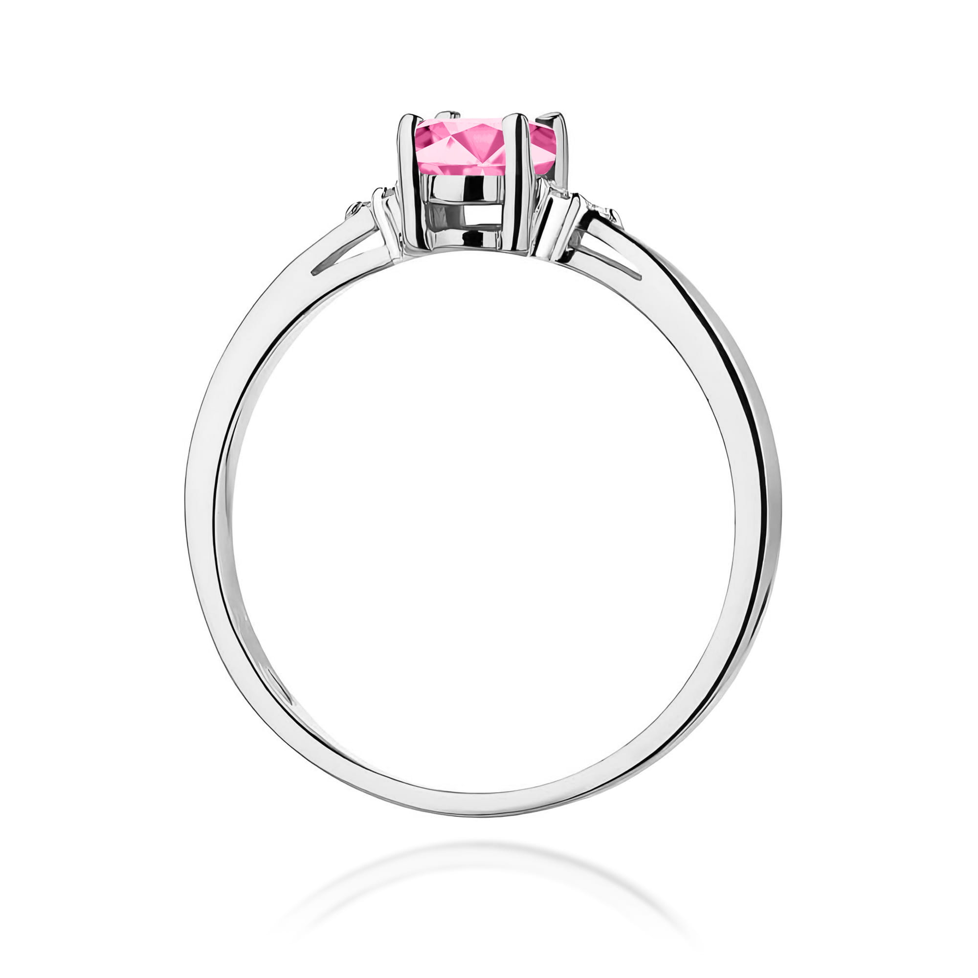 Inel Aur 9K cu Topaz Roz 0.50 ct si Diamante Naturale 0.05 ct