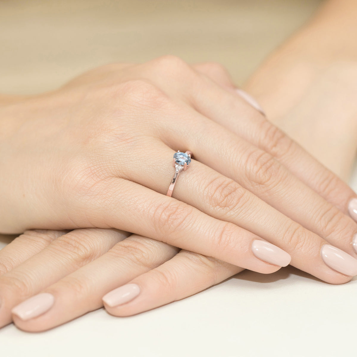 Inel Aur 14K cu Diamante Albastru de Laborator 0.65 ct