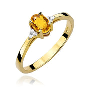 Inel Aur 9K cu Citrin 0.60 ct si Diamante Naturale 0.05 ct