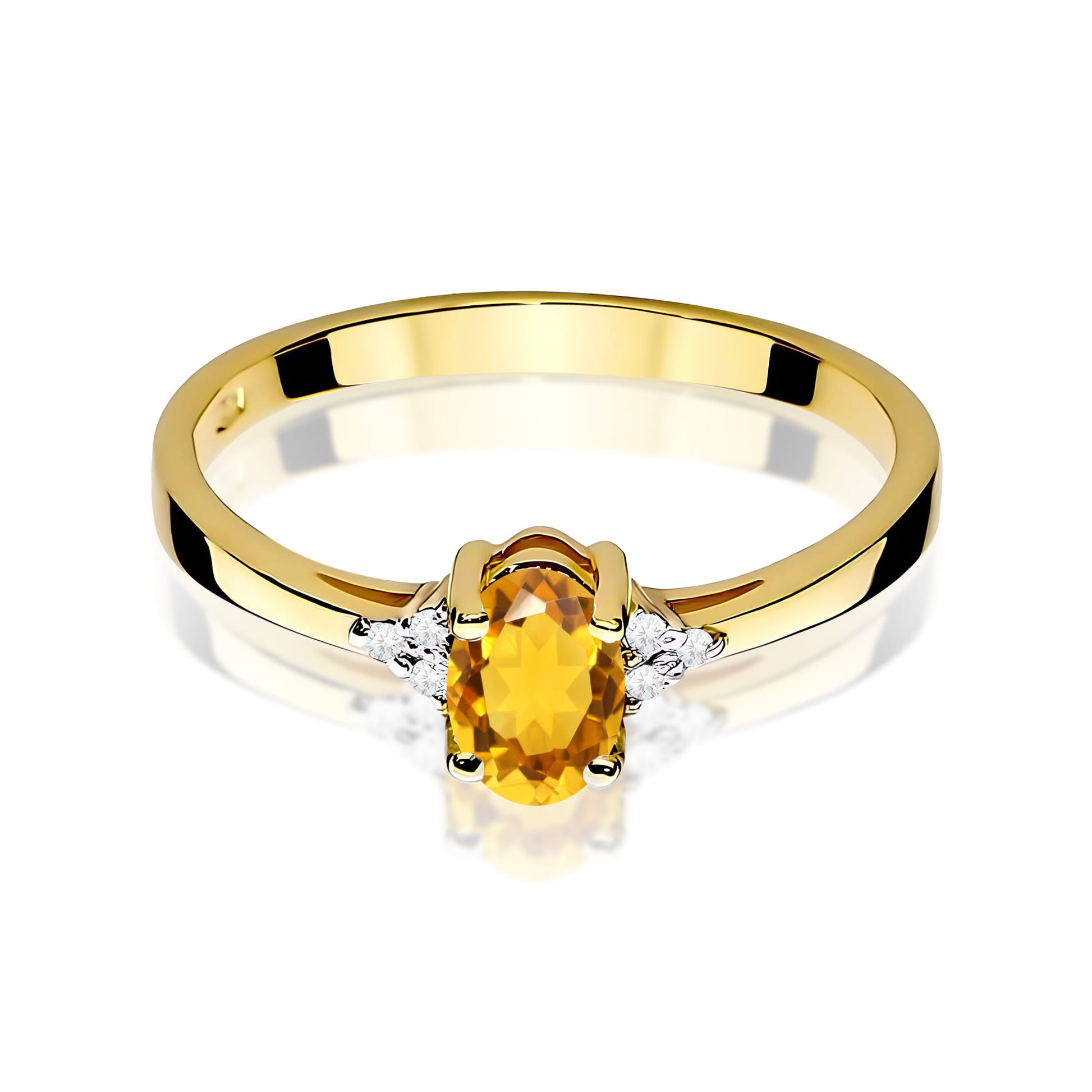 Inel Aur 9K cu Citrin 0.60 ct si Diamante Naturale 0.05 ct