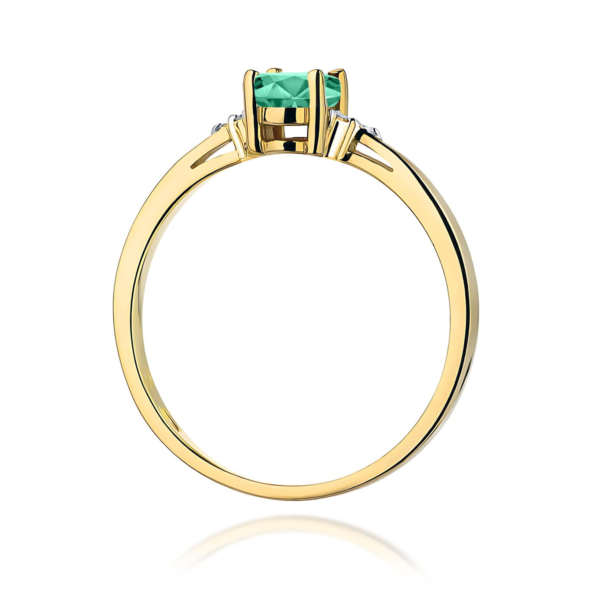 Inel Aur 9K cu Smarald 0.40 ct si Diamante Naturale 0.05 ct