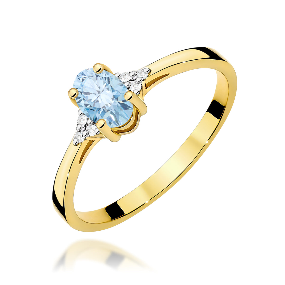 Inel Aur 9K cu Diamante Albastru de Laborator 0.65 ct