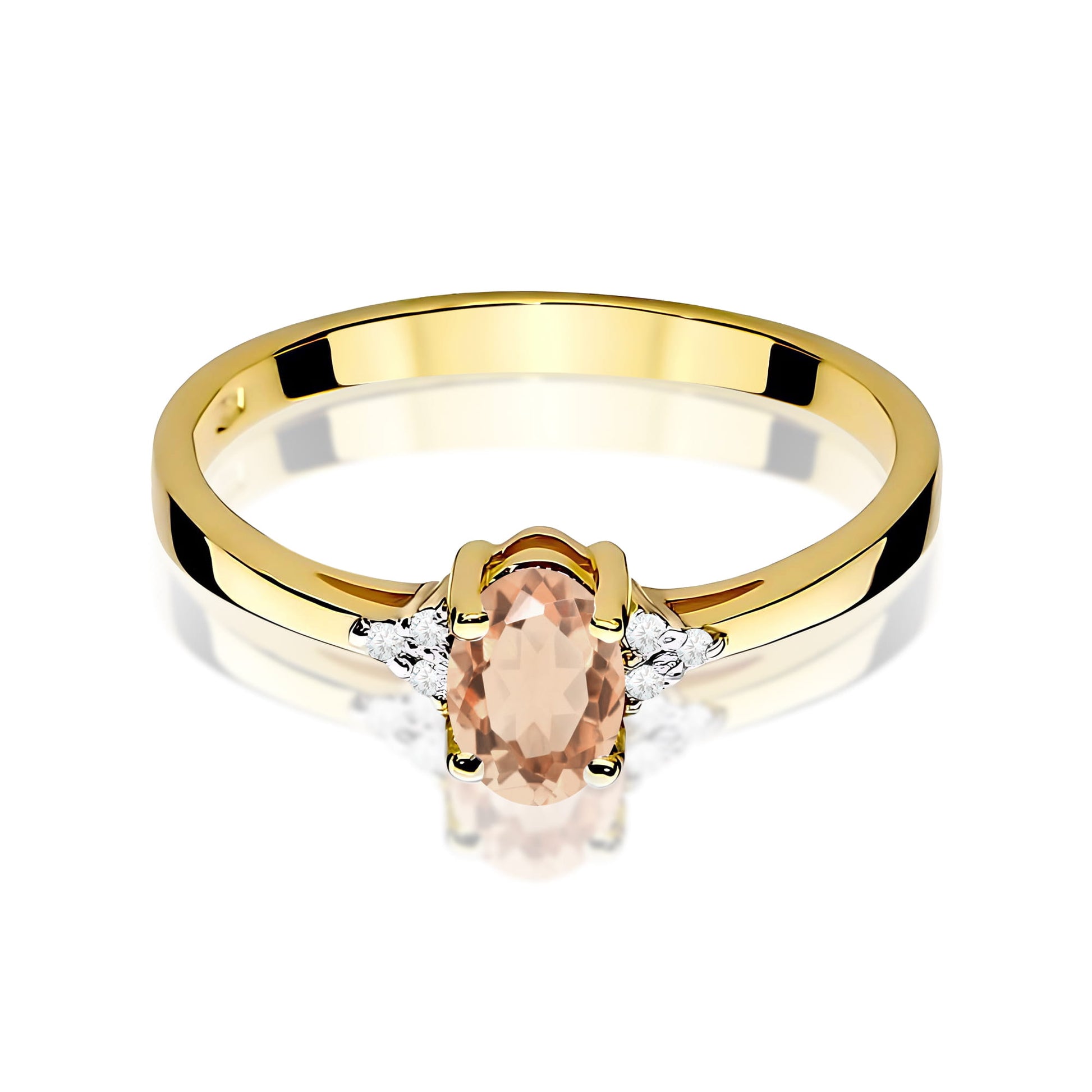 Inel Aur 9K cu Morganit 0.40 ct si Diamante Naturale 0.05 ct
