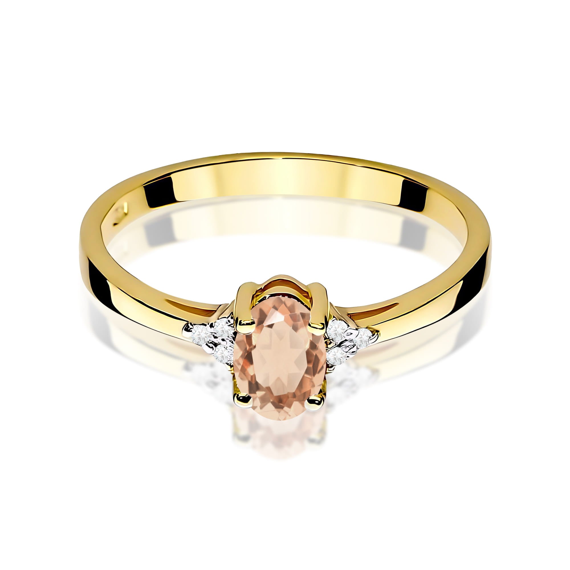 Inel Aur 9K cu Morganit 0.40 ct si Diamante Naturale 0.05 ct
