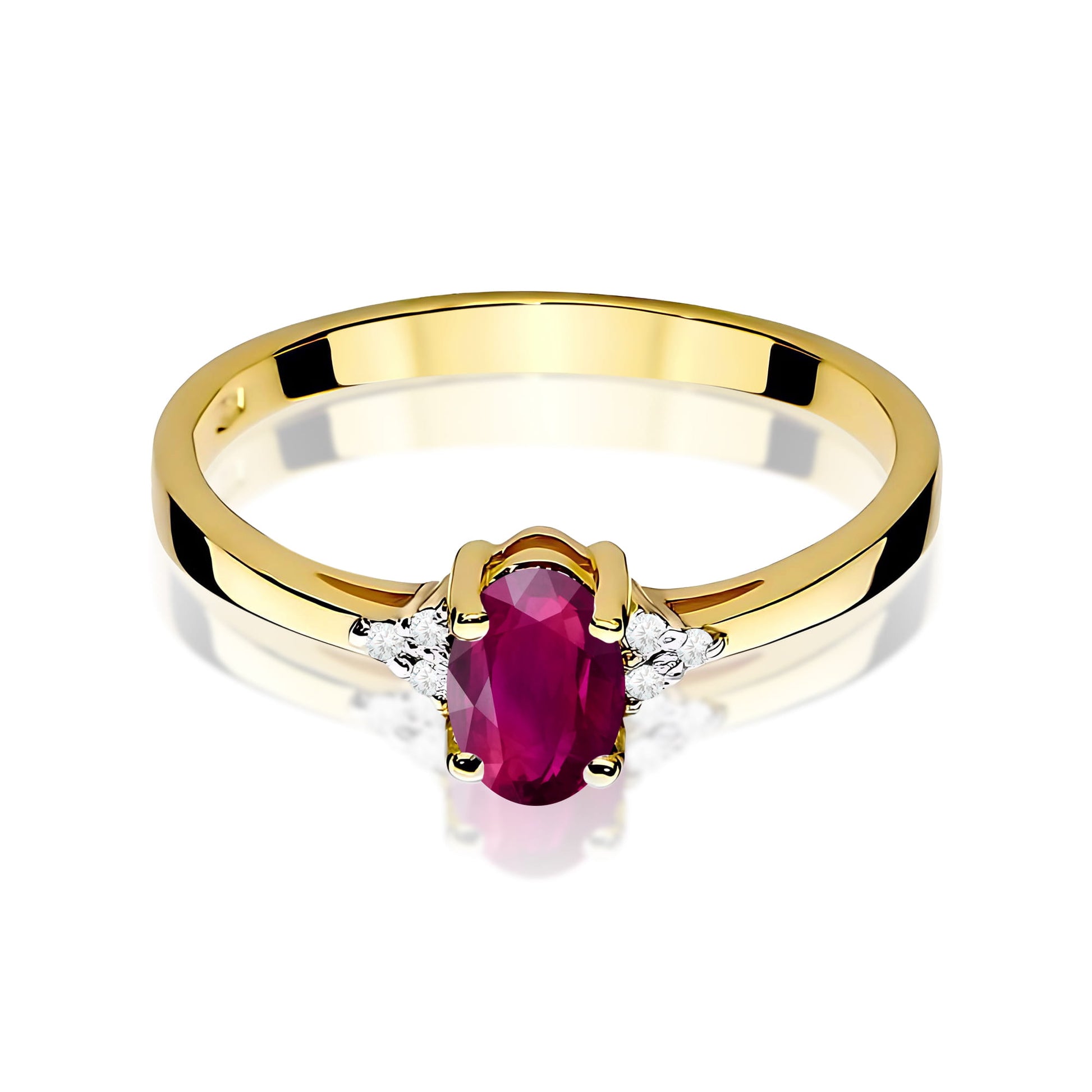 Inel Aur 9K cu Rhodolite 0.50 ct si Diamante Naturale 0.05 ct