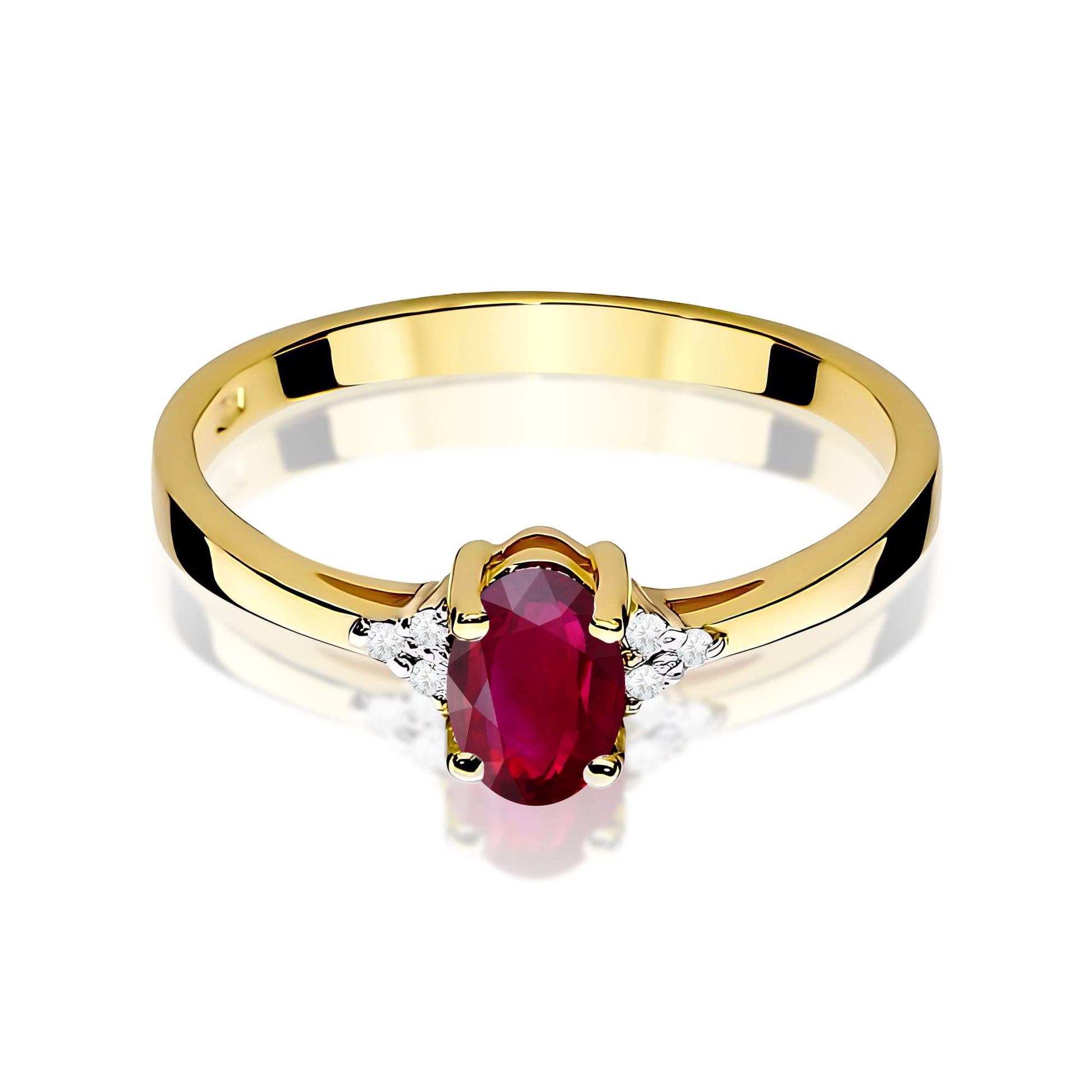 Inel Aur 9K cu Rubin 0.60 ct si Diamante Naturale 0.05 ct