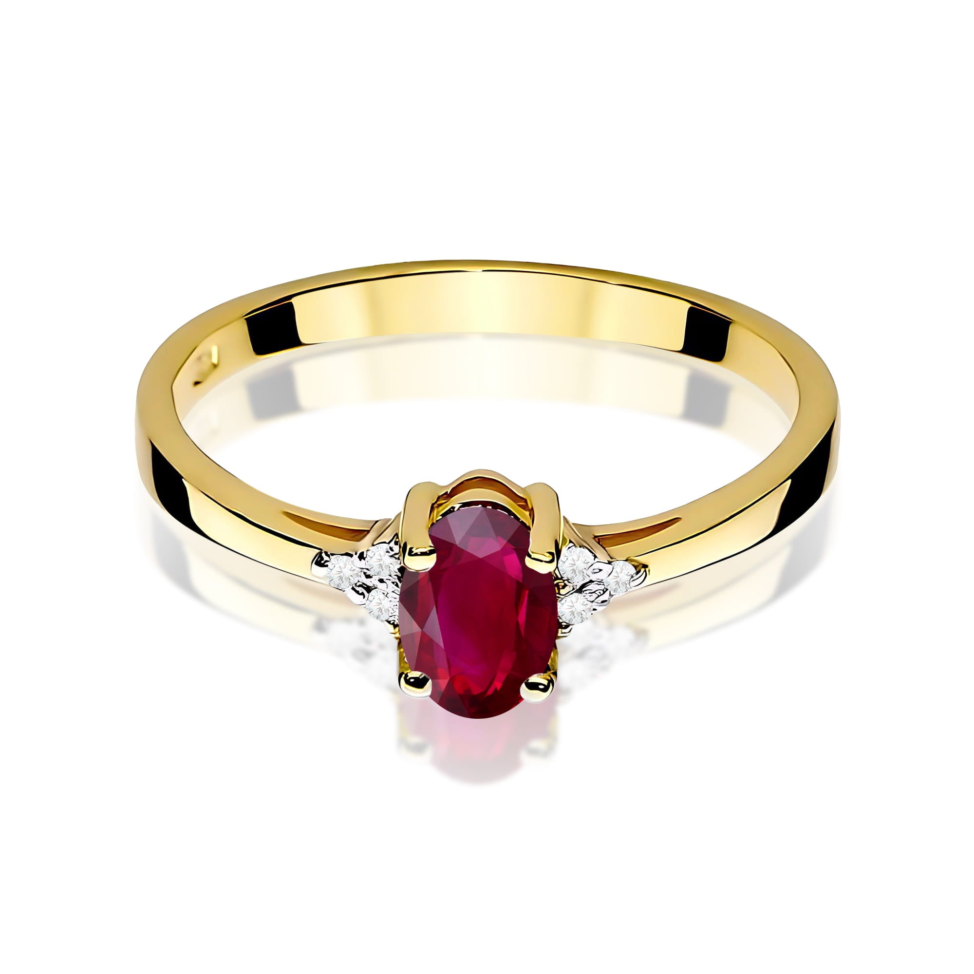 Inel Aur 9K cu Rubin 0.60 ct si Diamante Naturale 0.05 ct