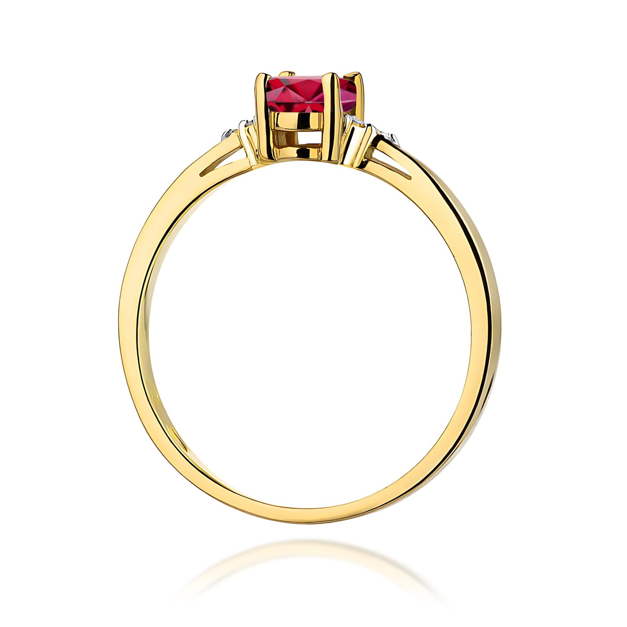 Inel Aur 9K cu Rubin 0.60 ct si Diamante Naturale 0.05 ct