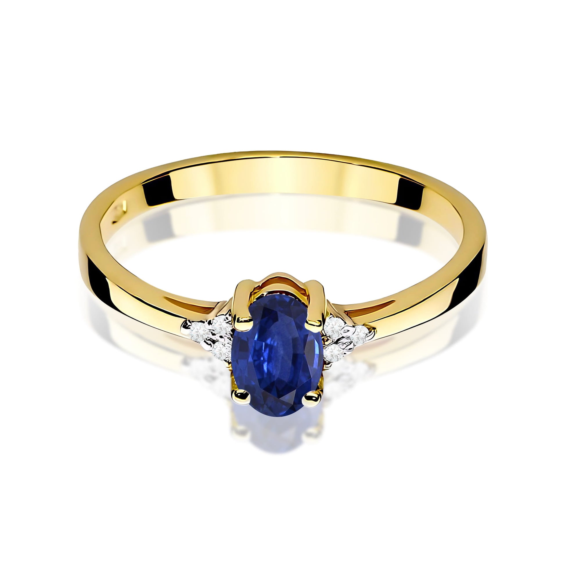 Inel Aur 9K cu Safir 0.70 ct si Diamante Naturale 0.05 ct