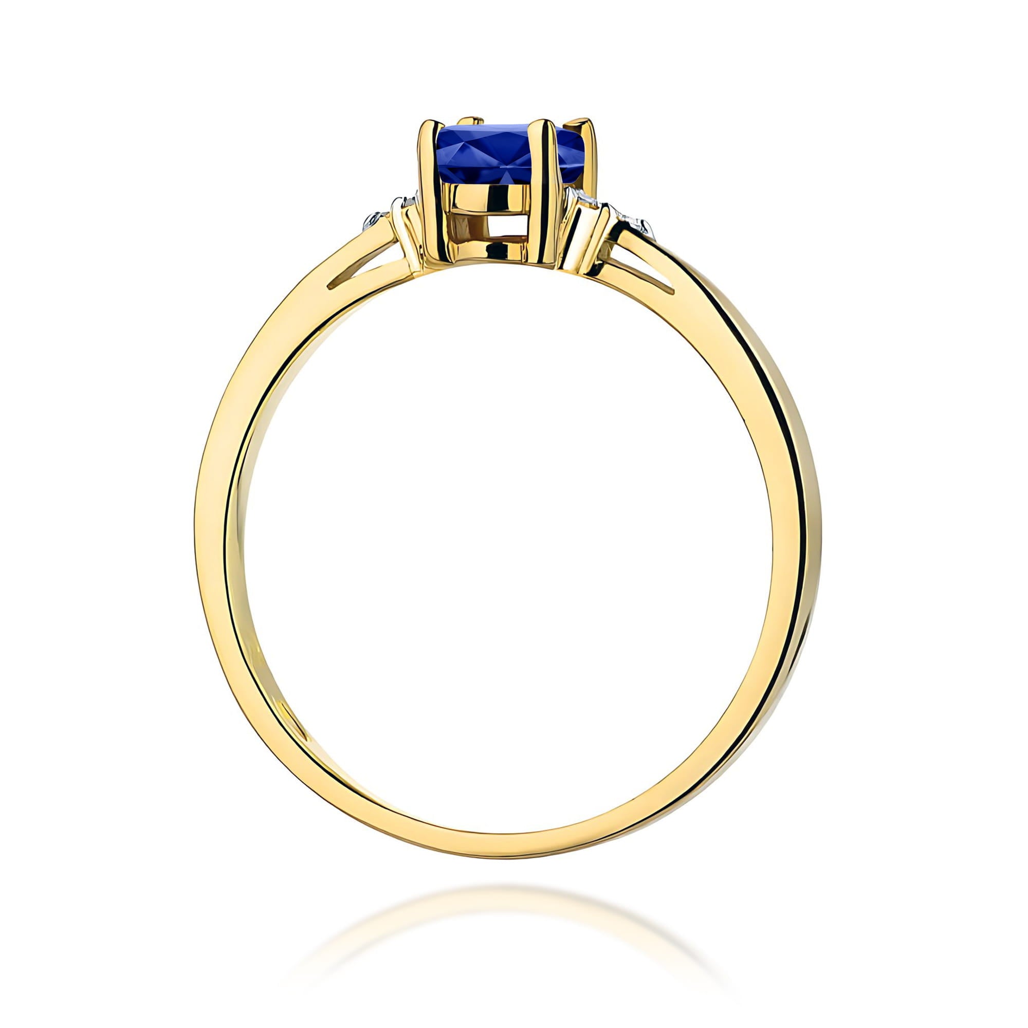 Inel Aur 9K cu Safir 0.70 ct si Diamante Naturale 0.05 ct